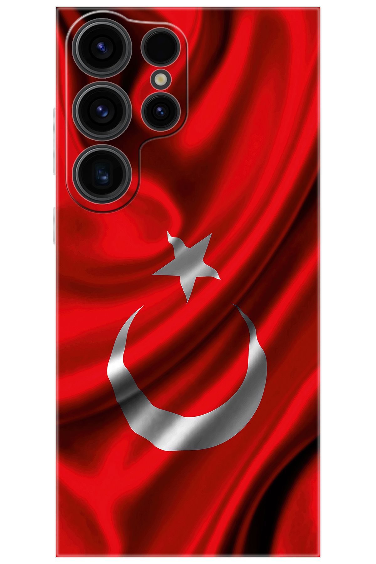 Ceppare Samsung Galaxy S23 ULTRA (SM-S918B) Uyumlu Kılıf Silikon Dalgalı Türk Bayrağı STK:369 CP-i4F4chn