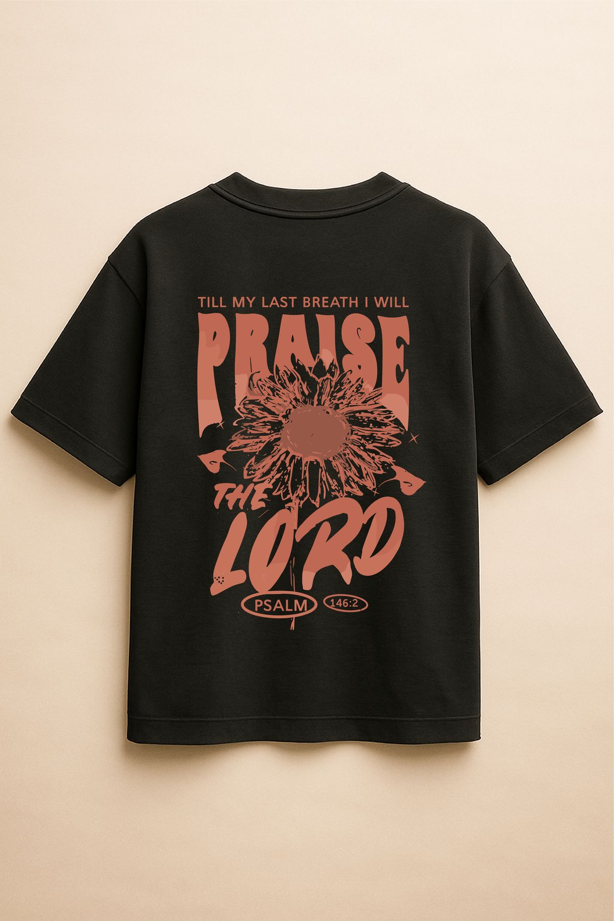 Altair Tr Siyah Renk Oversize Papatya Baskılı Unisex Tişört T-Shirt