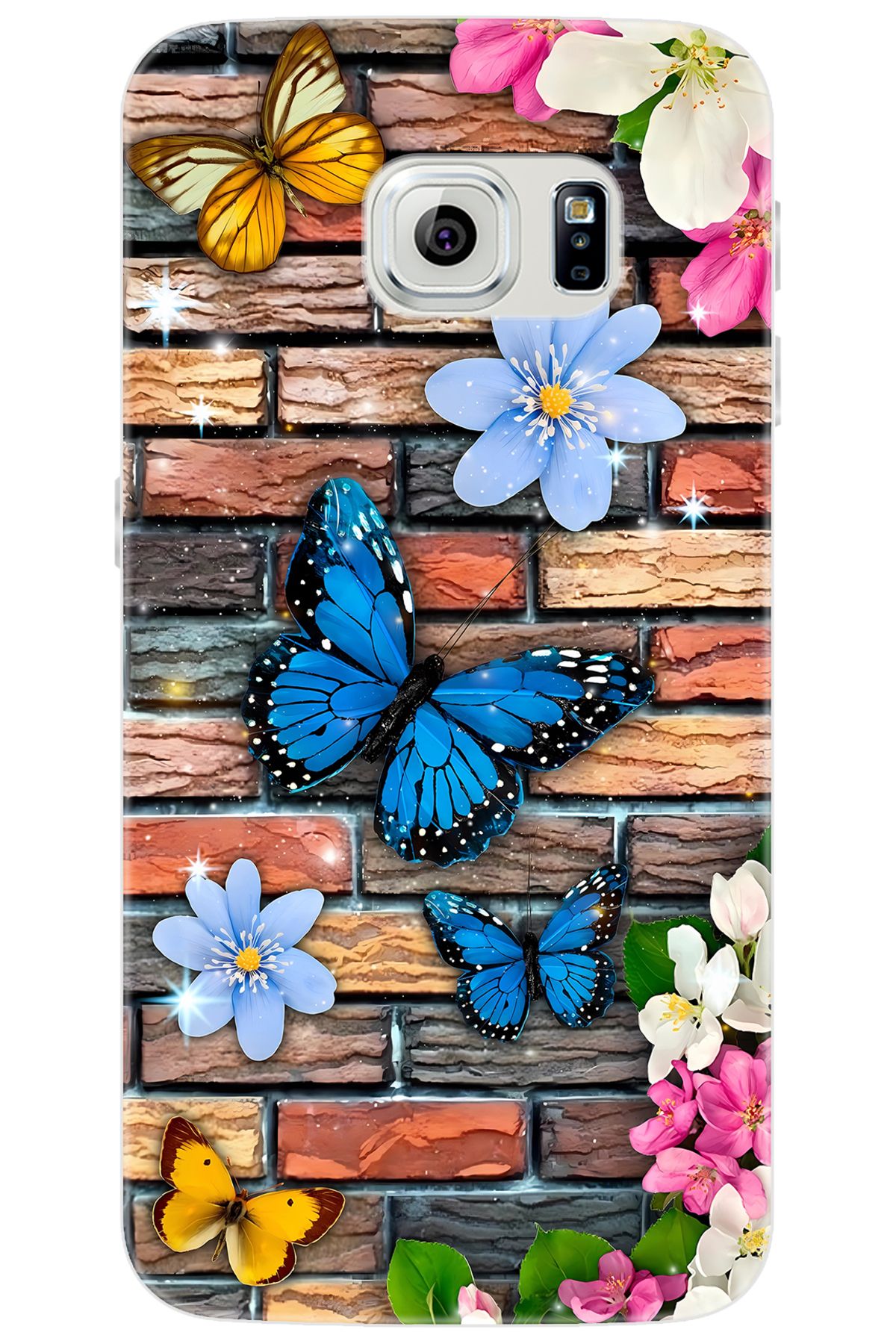 Ceppare Samsung Galaxy S6 EDGE (SM-G925F) Uyumlu Kılıf Desen Baskılı Silikon Kelebek STK:672 CP-LKv1SAR