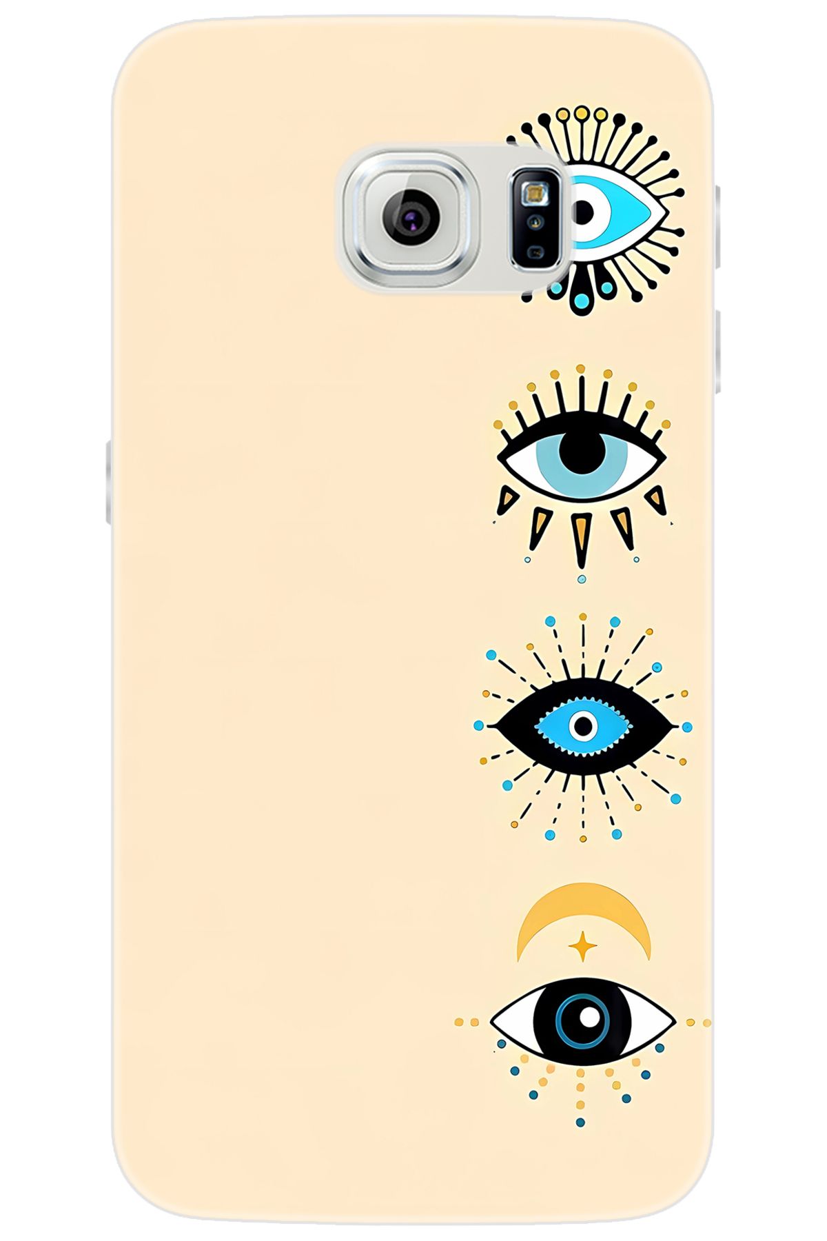 Ceppare Samsung Galaxy S6 EDGE (SM-G925F) Uyumlu Kılıf Desen Baskı Silikon Nazar Gözler STK:742 CP-yBMOdJz
