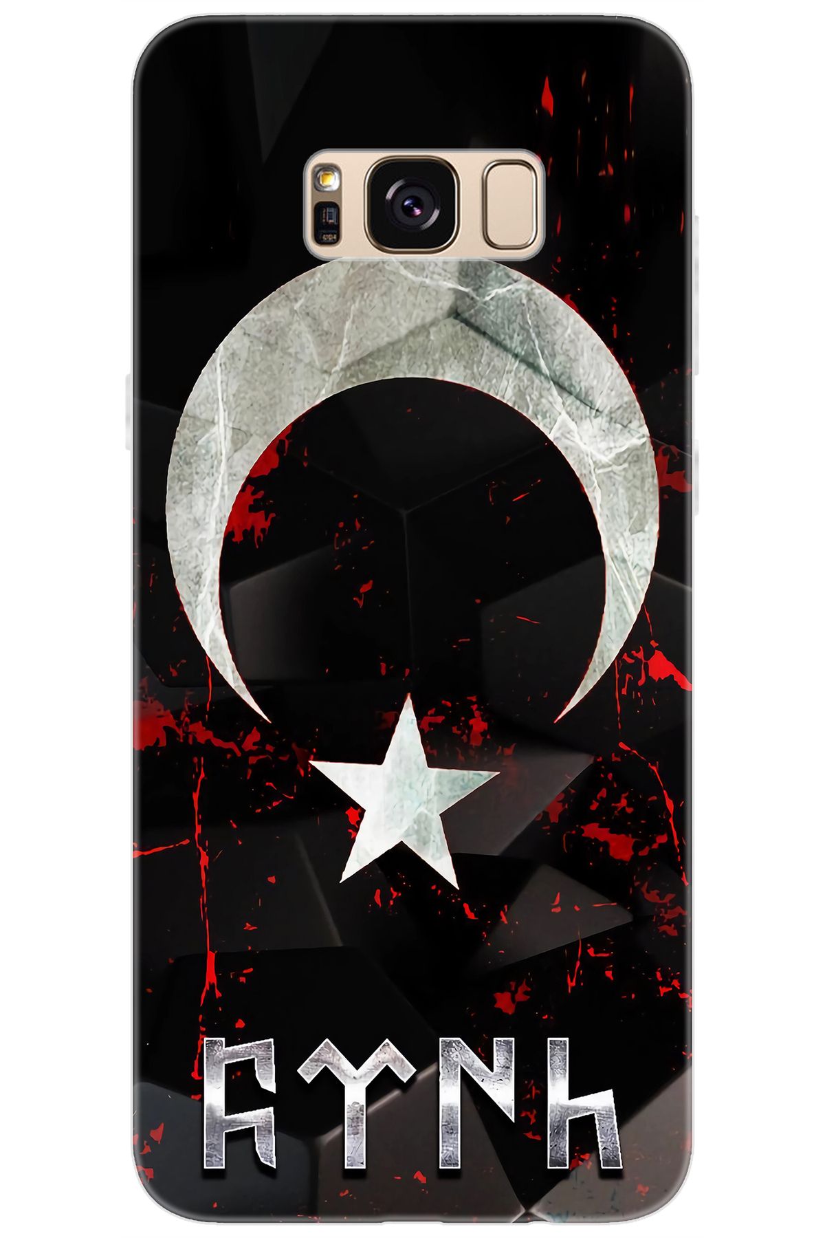 Ceppare Samsung Galaxy S8 PLUS (SM-G955F) Uyumlu Kılıf Silikon Ay Yıldız ve Göktürkçe Türk S636 CP-MQGKtN6