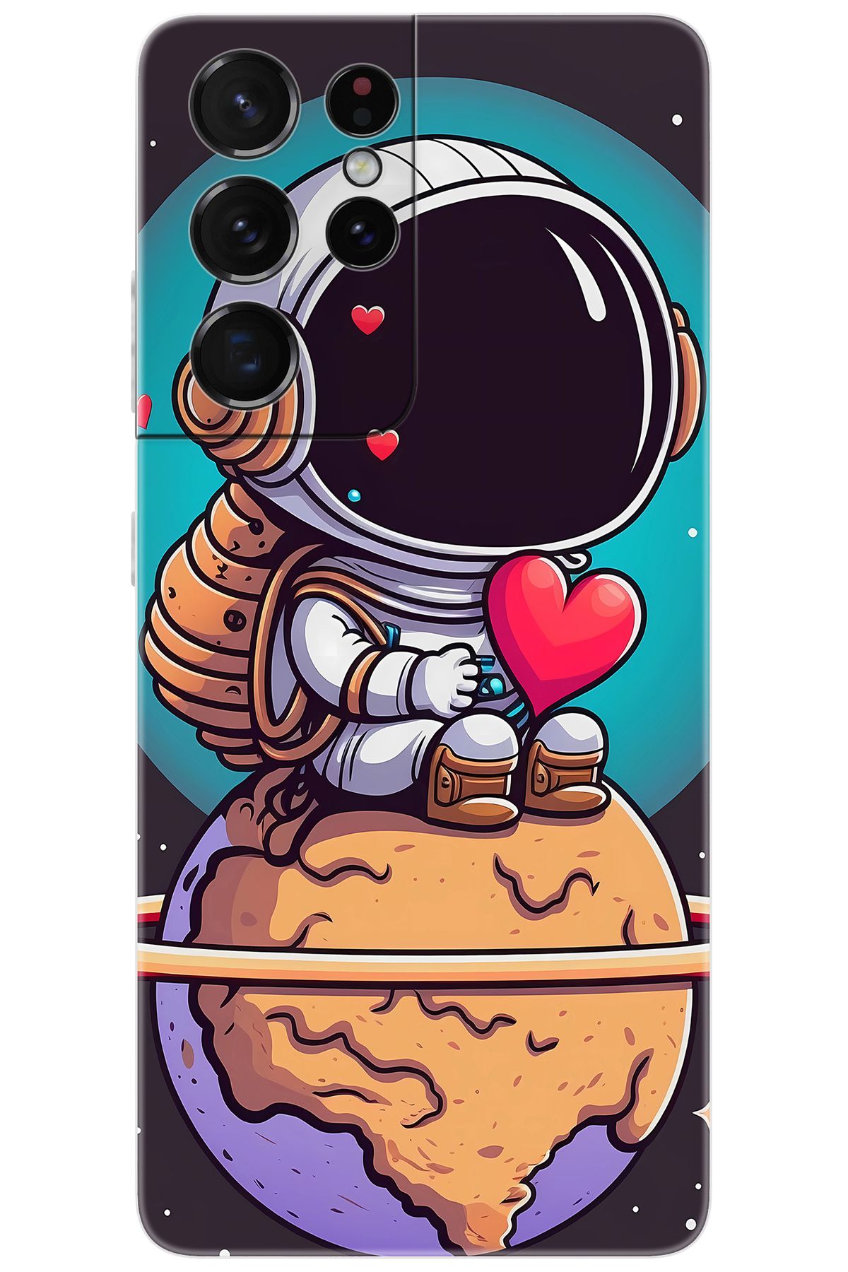 Ceppare Samsung Galaxy S21 ULTRA (SM-G998B) Uyumlu Kılıf Desenli Silikon Astronot Serisi STK:1007 CP-KnGiwdw