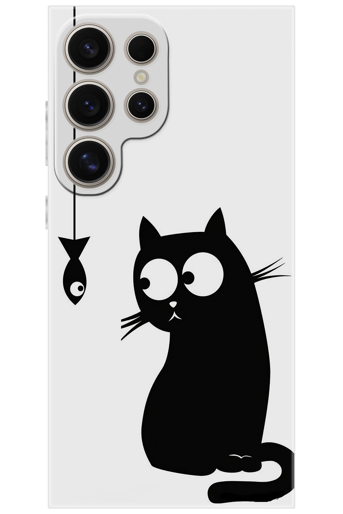 Ceppare Samsung Galaxy S24 ULTRA (SM-S928B) Uyumlu Kılıf Desen Baskı Silikon Balık ve Kedi STK747 CP-Z8qmXjA