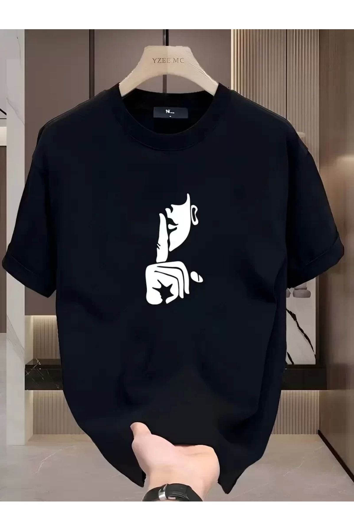 AE Stil Rahat Bisiklet Yaka Tişört, Yaratıcı Karikatür Baskı - Yumuşak Polyester, Her Mevsim Giyilebilir- Si