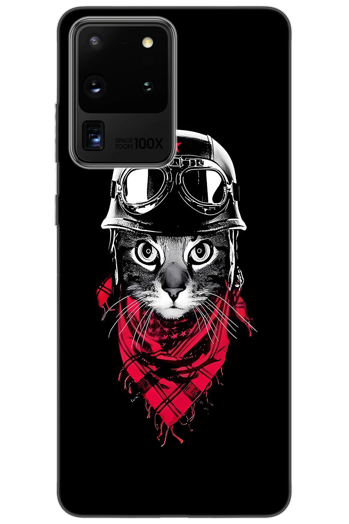 Ceppare Samsung Galaxy S20 ULTRA (SM-G988B) Uyumlu Kılıf Desen Baskılı Silikon Pilot Kedi STK:656 CP-nD5UW47