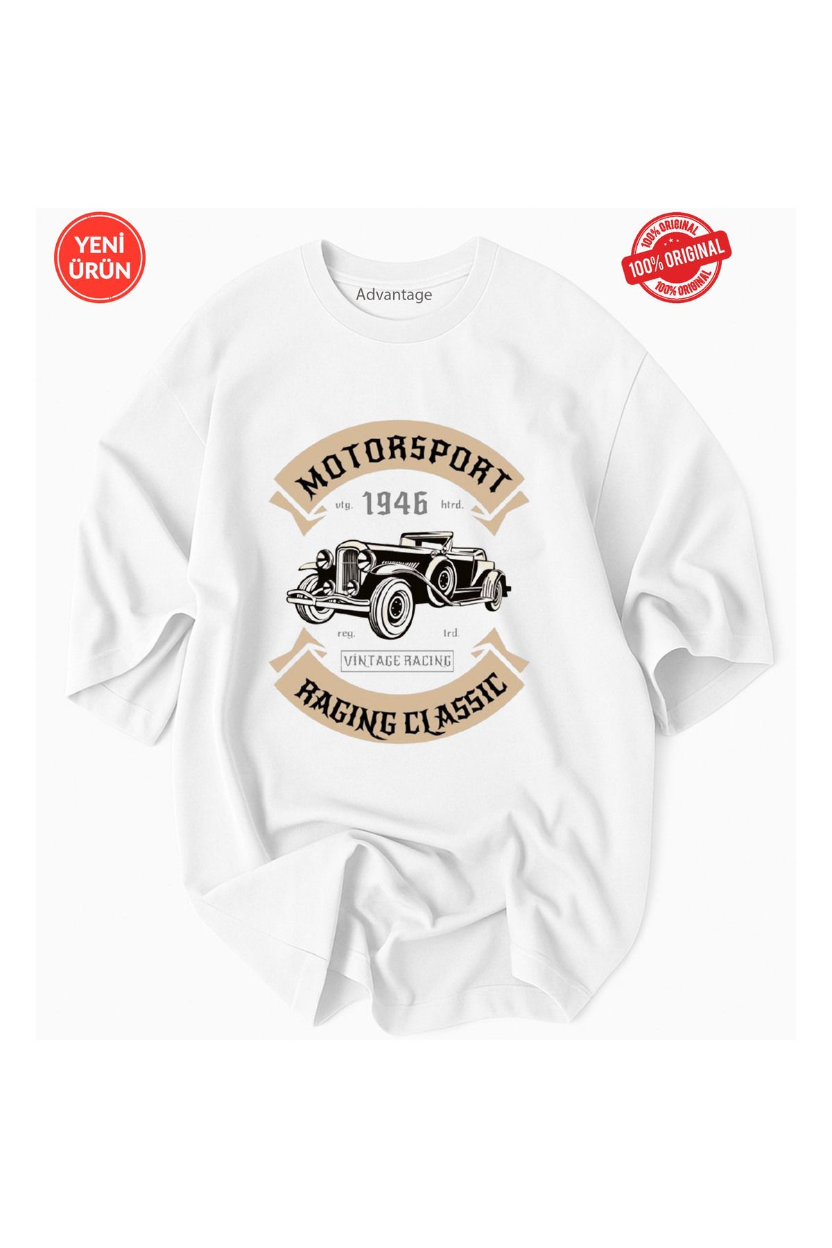Advantage Racıng Vintage Klasik Araç Baskılı %100 Pamuklu Lisanslı Premium T-Shirt
