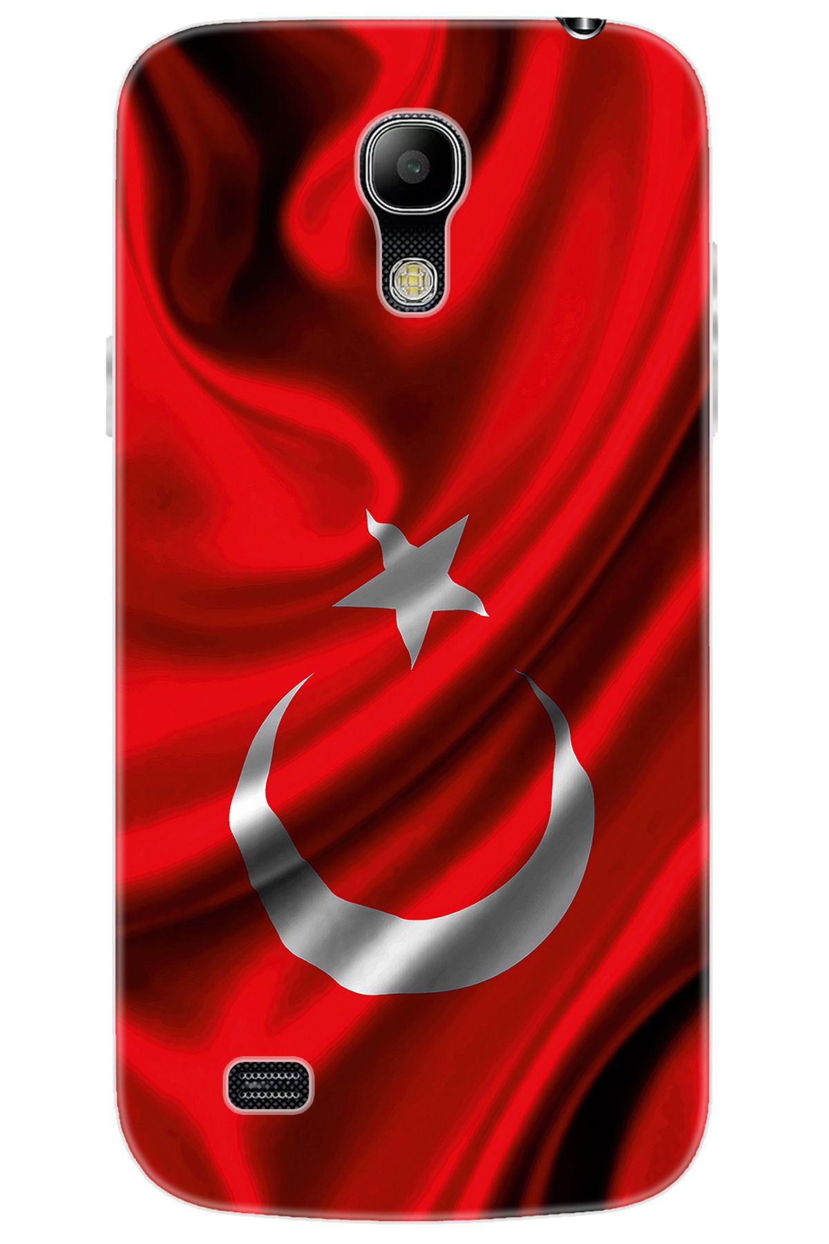 Ceppare Samsung Galaxy S4 Mini (GT-I9190) Uyumlu Kılıf Silikon Dalgalı Türk Bayrağı STK:369 CP-rYySKD5