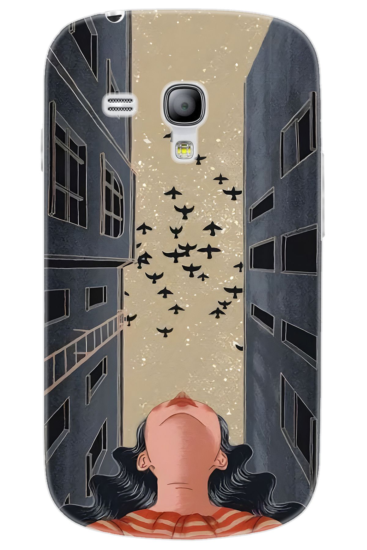 Ceppare Samsung Galaxy S3 Mini (GT-I8190) Uyumlu Kılıf Desen Silikon Gök Yüzü ve Kuşlar STK:727 CP-jpF7PTt
