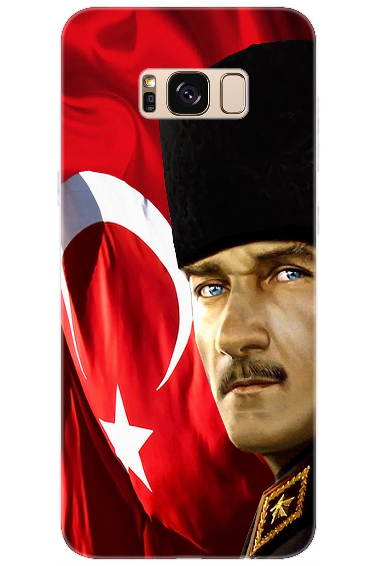 Ceppare Samsung Galaxy S8 PLUS (SM-G955F) Uyumlu Kılıf Silikon Atatürk ve Türk Bayrağı STK:726 CP-Z0M42Yj