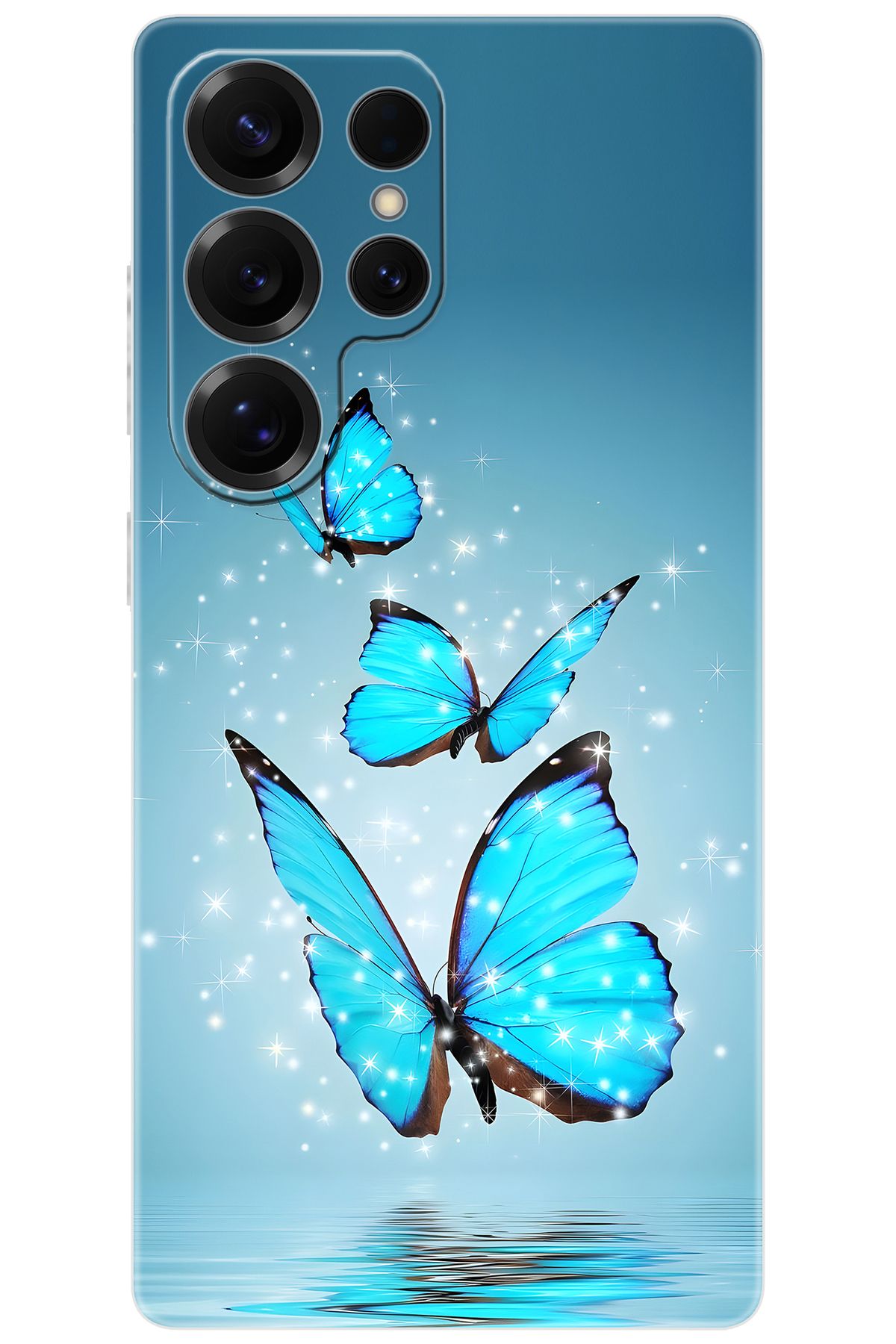 Ceppare Samsung Galaxy S25 ULTRA (SM-S938B) Uyumlu Kılıf Desen Baskı Silikon Mavi Kelebek STK:710 CP-EfETGZd