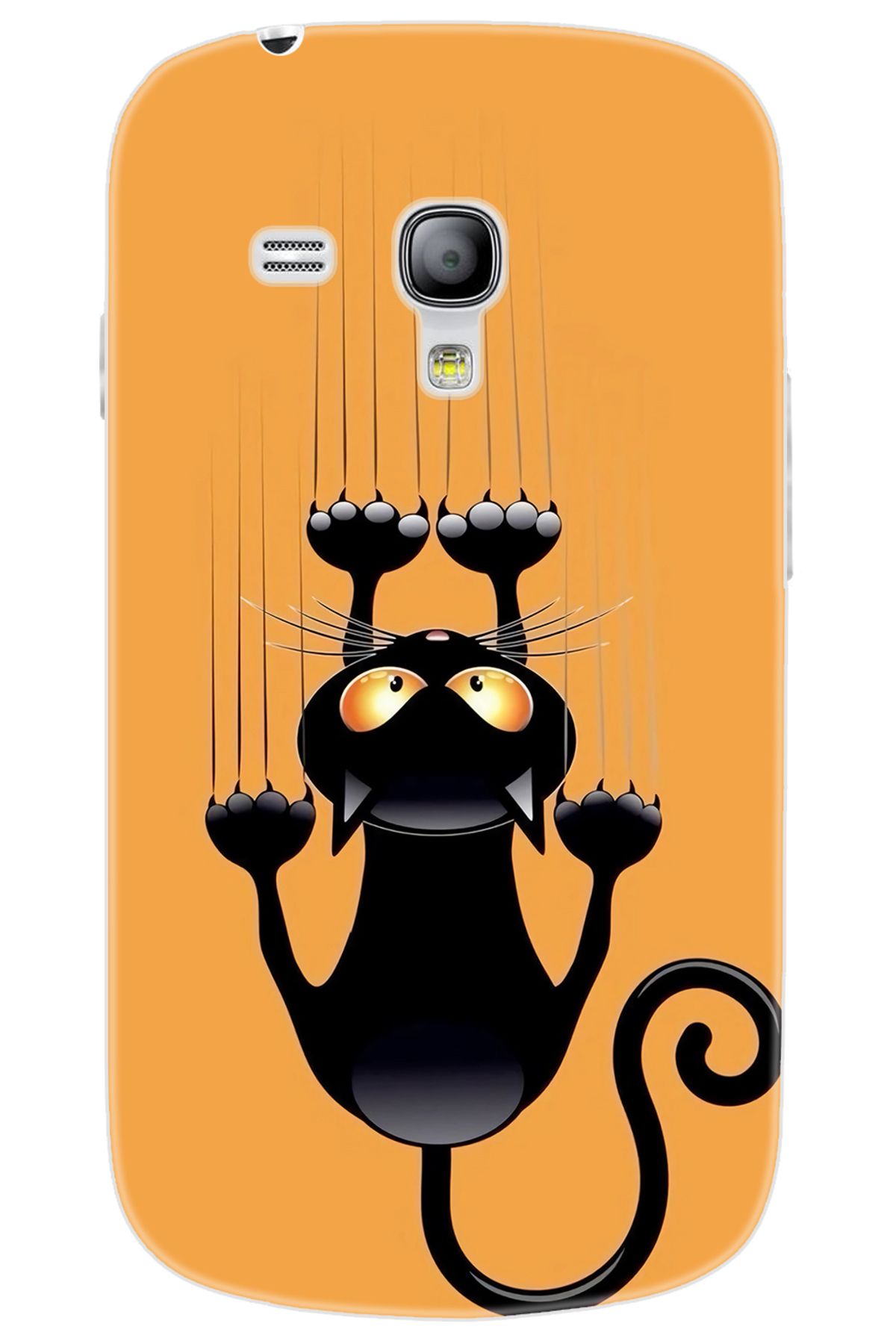 Ceppare Samsung Galaxy S3 Mini (GT-I8190) Uyumlu Kılıf Desen Baskılı Silikon Kara Kedi STK:734 CP-05dGena