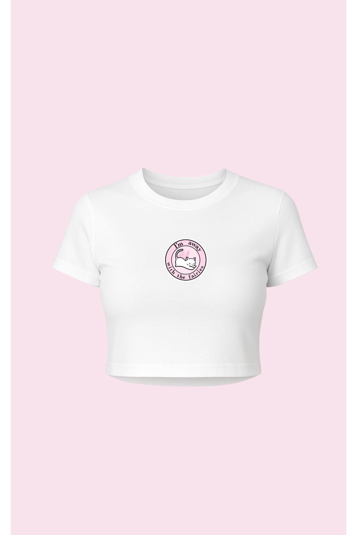 Altair Tr Beyaz Fairy Kitty Pink Baskılı pinterest crop tşört tshirt