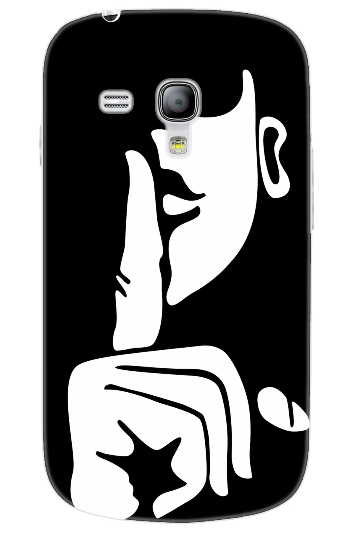 Ceppare Samsung Galaxy S3 Mini (GT-I8190) Uyumlu Kılıf Silikon Siyah Beyaz Sessizlik STK:653 CP-1gUza7d