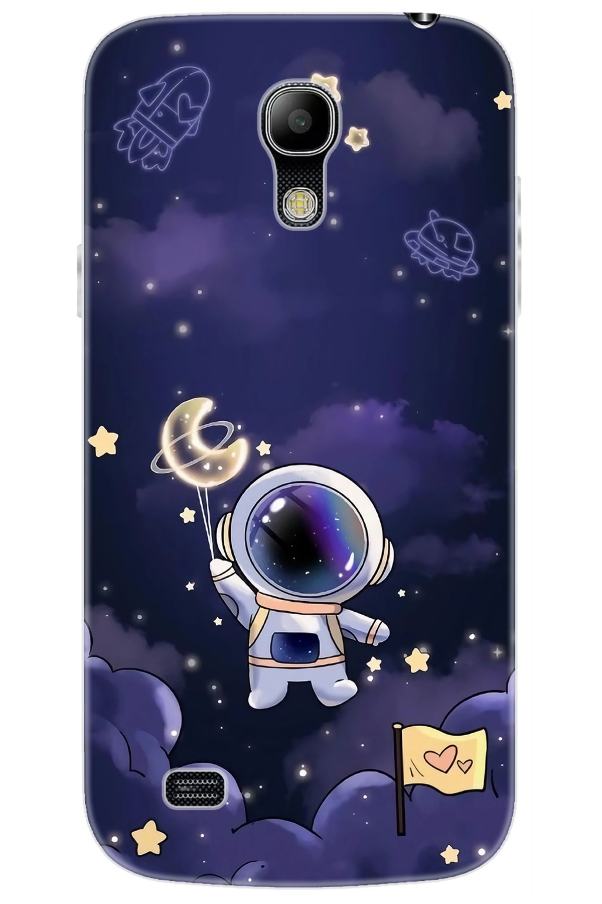 Ceppare Samsung Galaxy S4 Mini (GT-I9190) Uyumlu Kılıf Desen Baskılı Silikon Astronot STK:738 CP-5eWfkkn