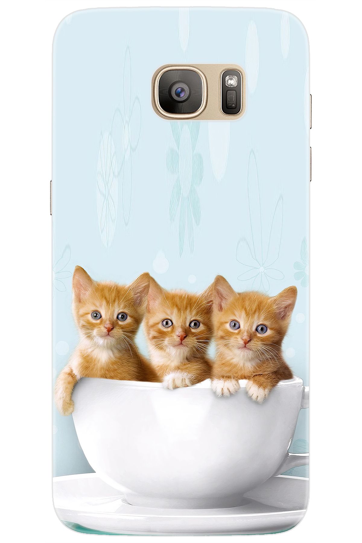 Ceppare Samsung Galaxy S7 EDGE (SM-G935F) Uyumlu Kılıf Desen Baskı Silikon Yavru Kediler STK:194 CP-gpq7Run