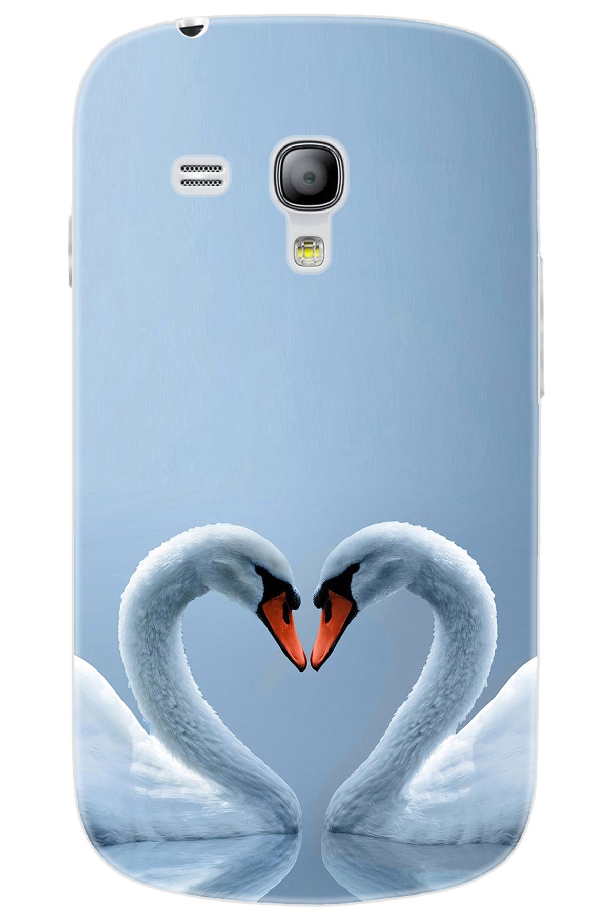 Ceppare Samsung Galaxy S3 Mini (GT-I8190) Uyumlu Kılıf Desen Baskılı Silikon Kuğ ve Kalp STK:305 CP-0Tse4Yl