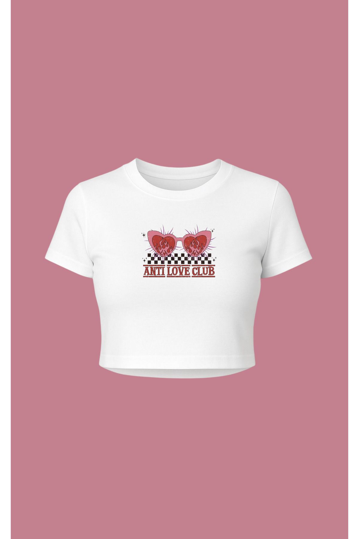 Altair Tr Beyaz Anti Love Clup Baskılı Crop Pinterst Tipi Tşört