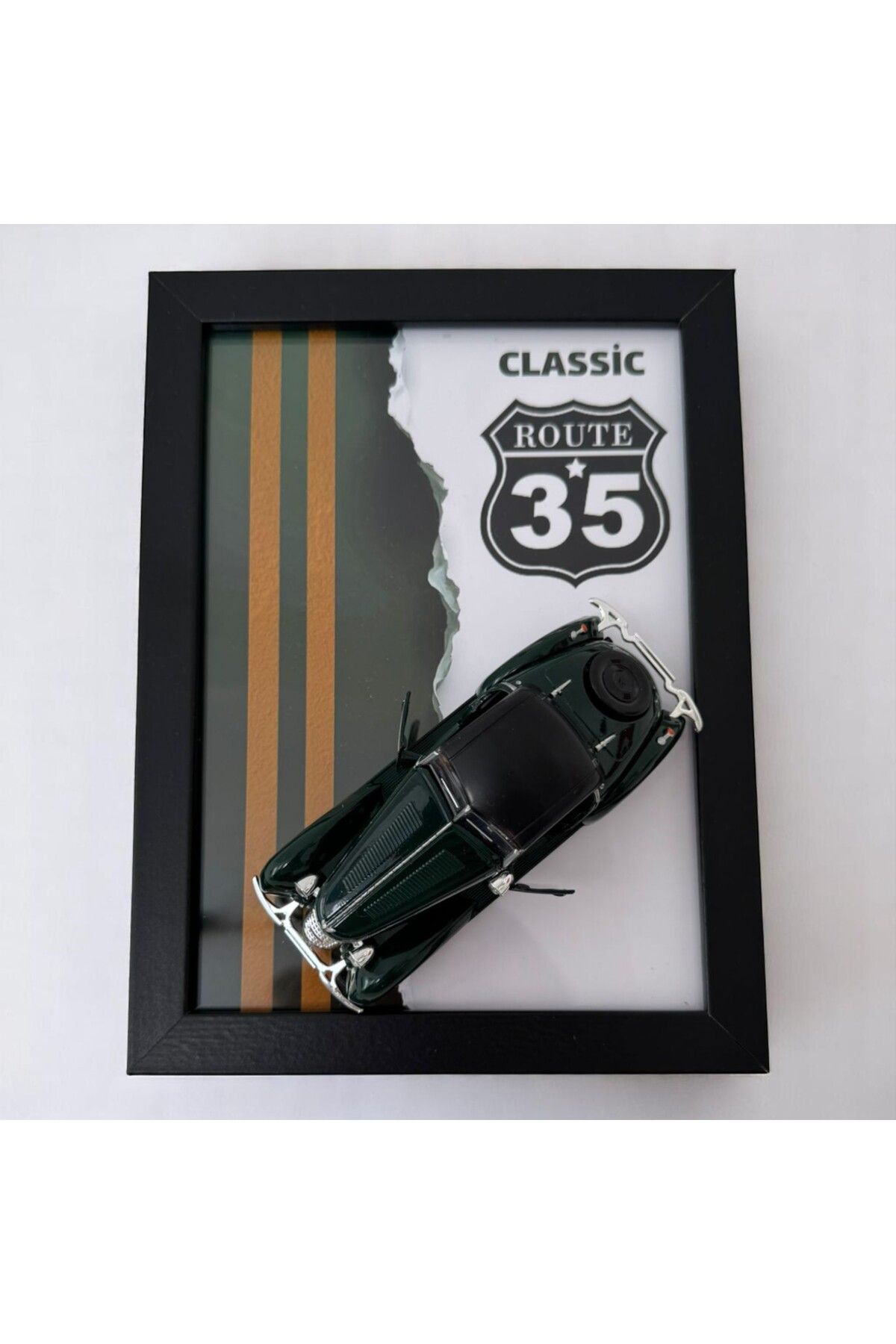 Giftorium Group Siyah Klasik 3D Maket Araba Tablosu – Diecast Model Tablo Premium Kalite