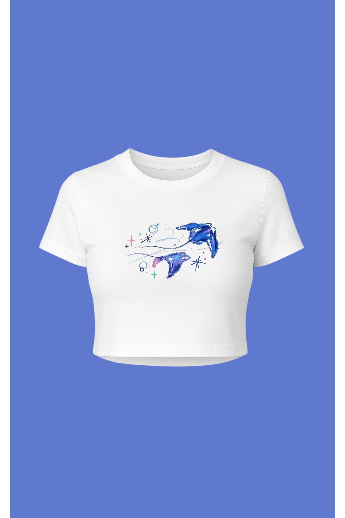 Altair Tr Beyaz Blue Vatoz Baskılı Crop Pinterst Tipi Tşört