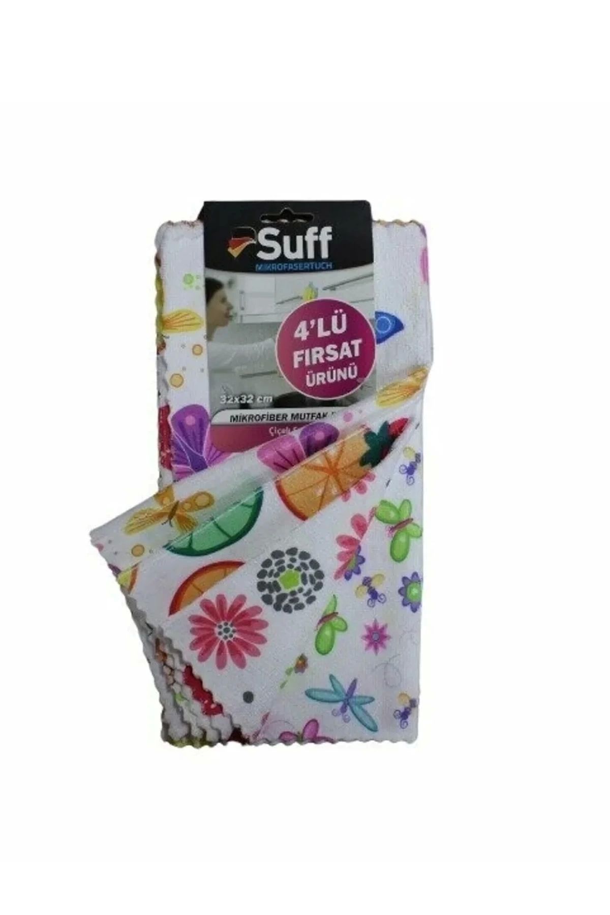 YenisiniAl Suff 4 lü Çiçek Sepeti Mikrofiber Temizlik Bezi (32*32 cm)