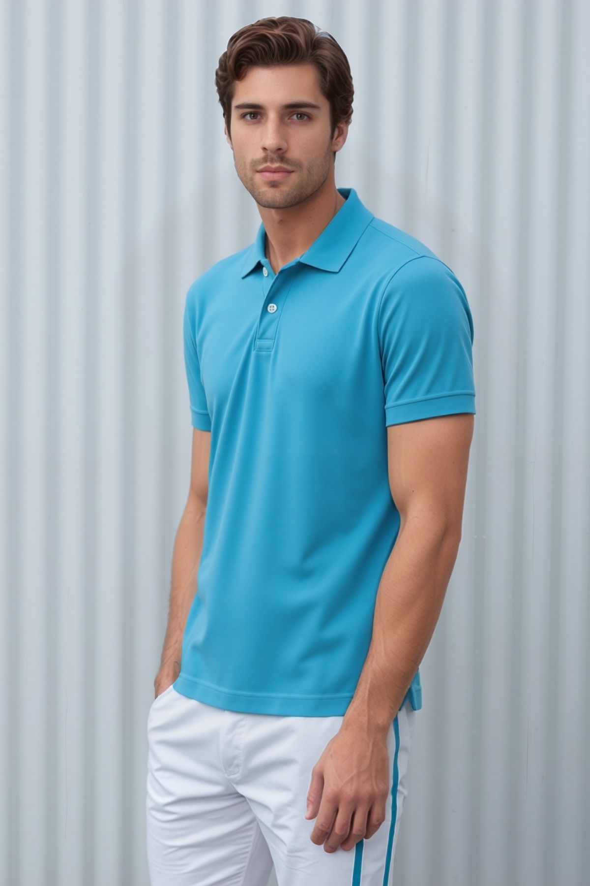 Soweto Erkek Düğmeli Kısa Kol Regular Fit %100 Pamuklu Polo Yaka Basic T-Shirt