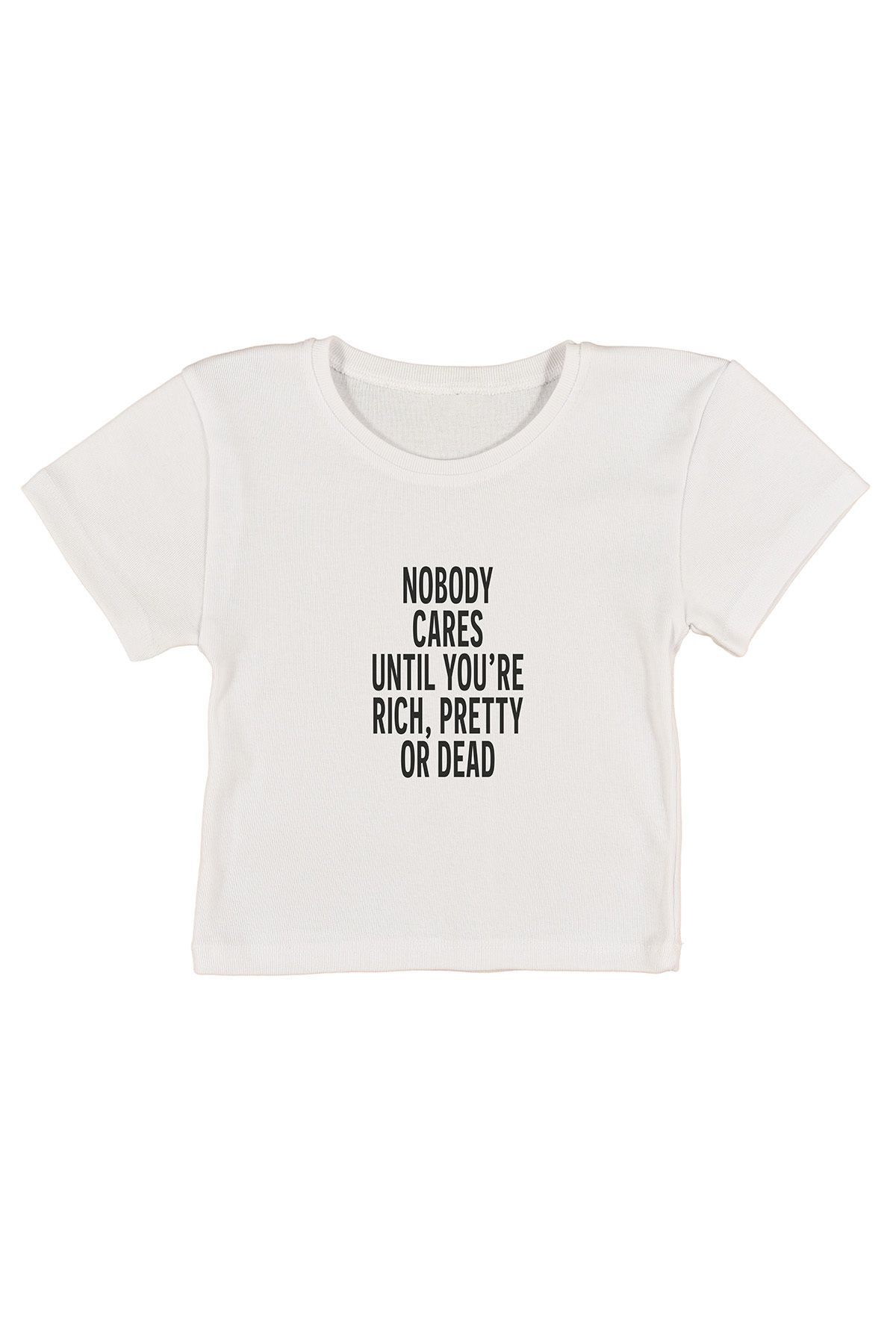 urbvn Nobody Baskılı Beyaz Crop Top