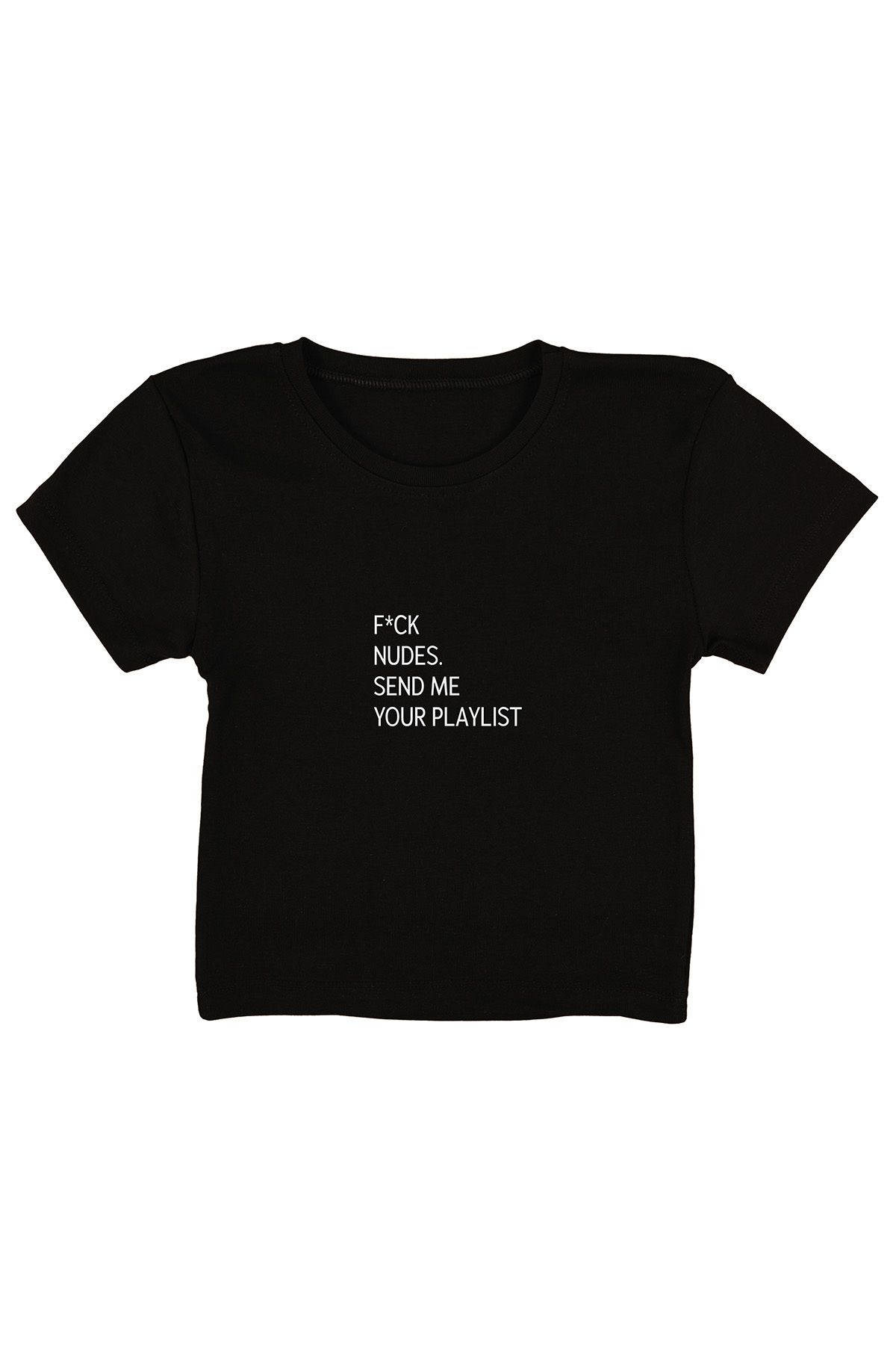 urbvn Fxck Baskılı Siyah Crop Top