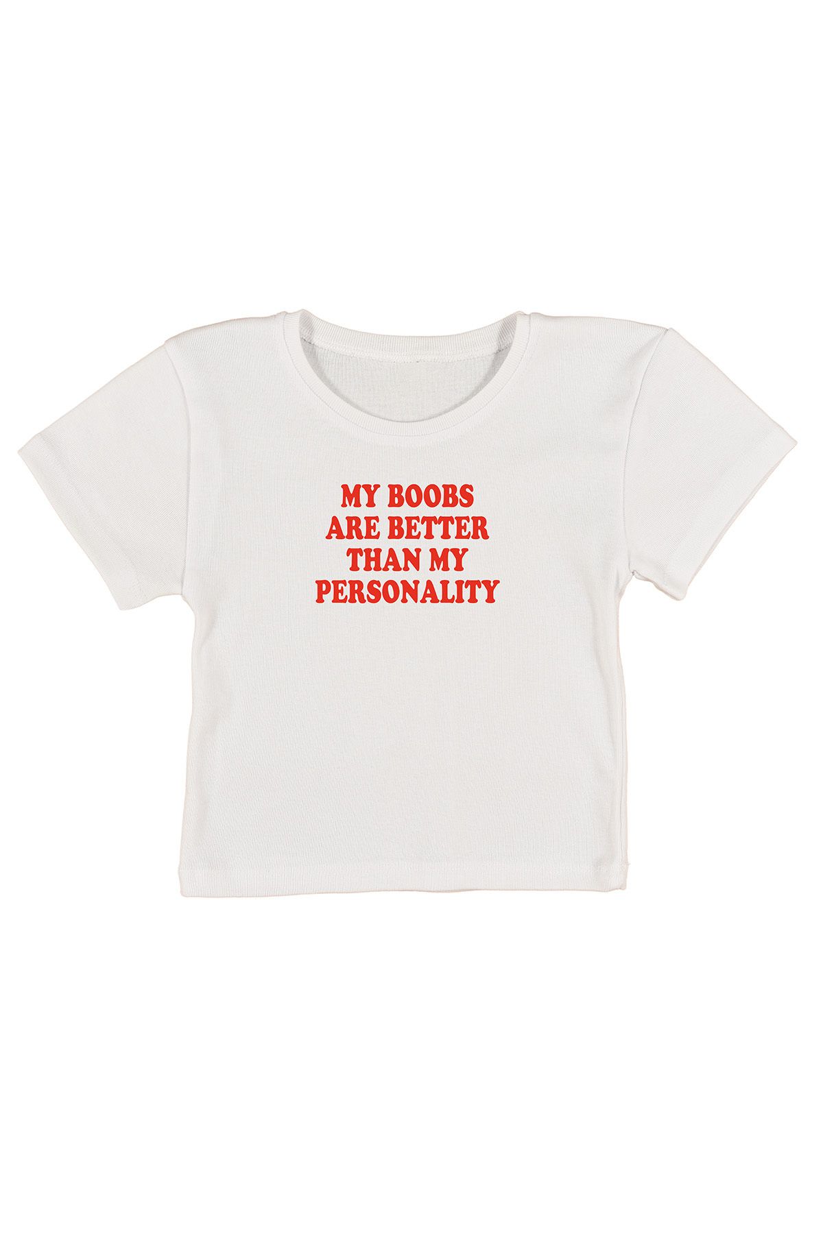 urbvn Boob Baskılı Beyaz Crop Top