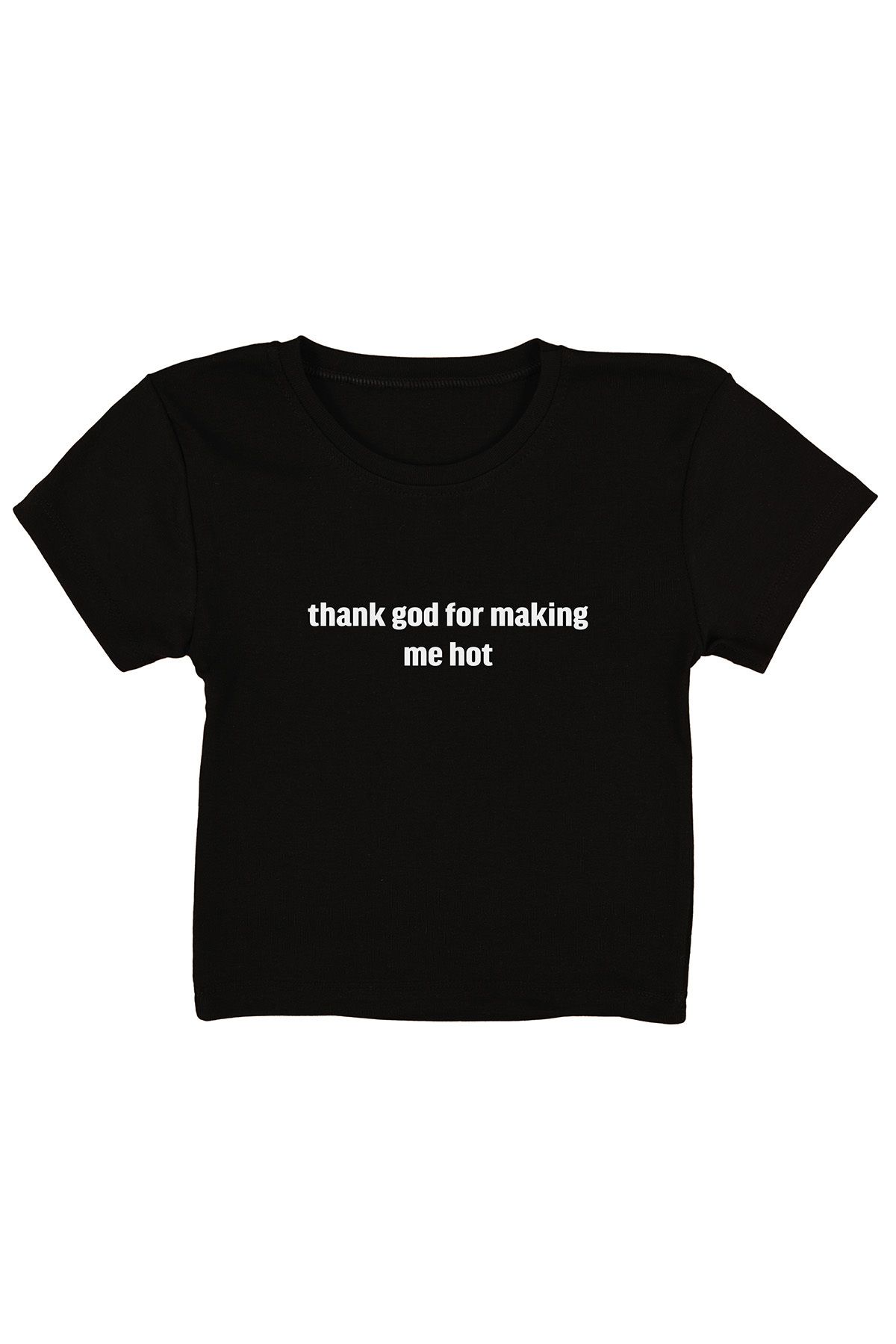 urbvn Thanks Baskılı Siyah Crop Top