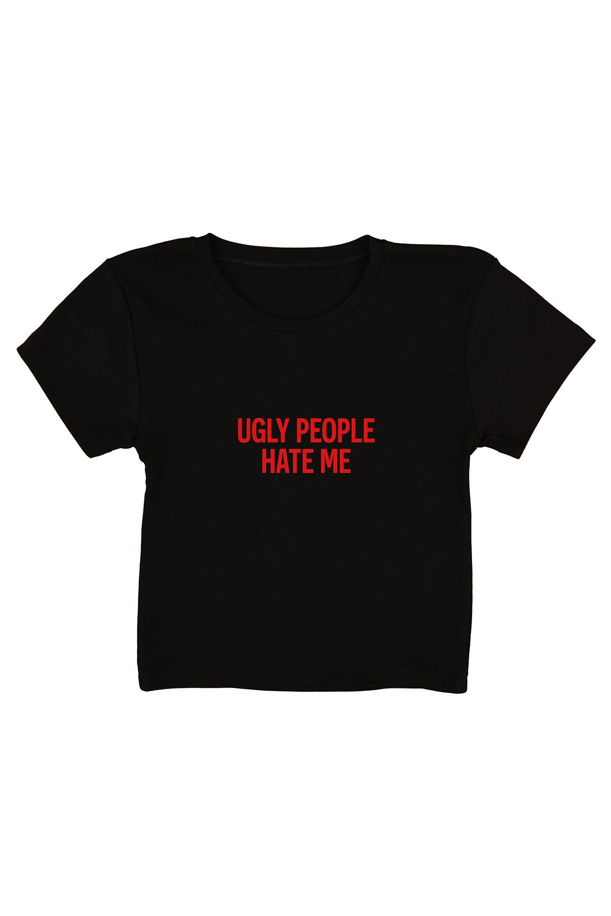 urbvn Hate Me Baskılı Siyah Crop Top