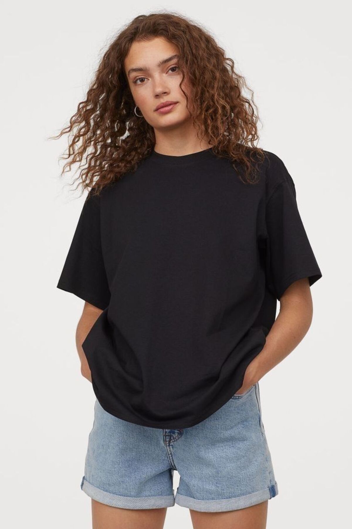 KANERUZ Unisex Rahat Kesim Bisiklet Yaka Siyah Tişört