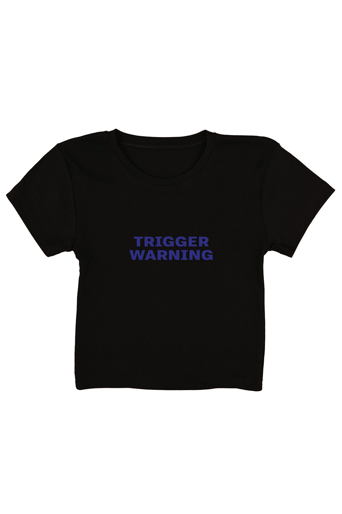 urbvn Trigger Baskılı Siyah Crop Top