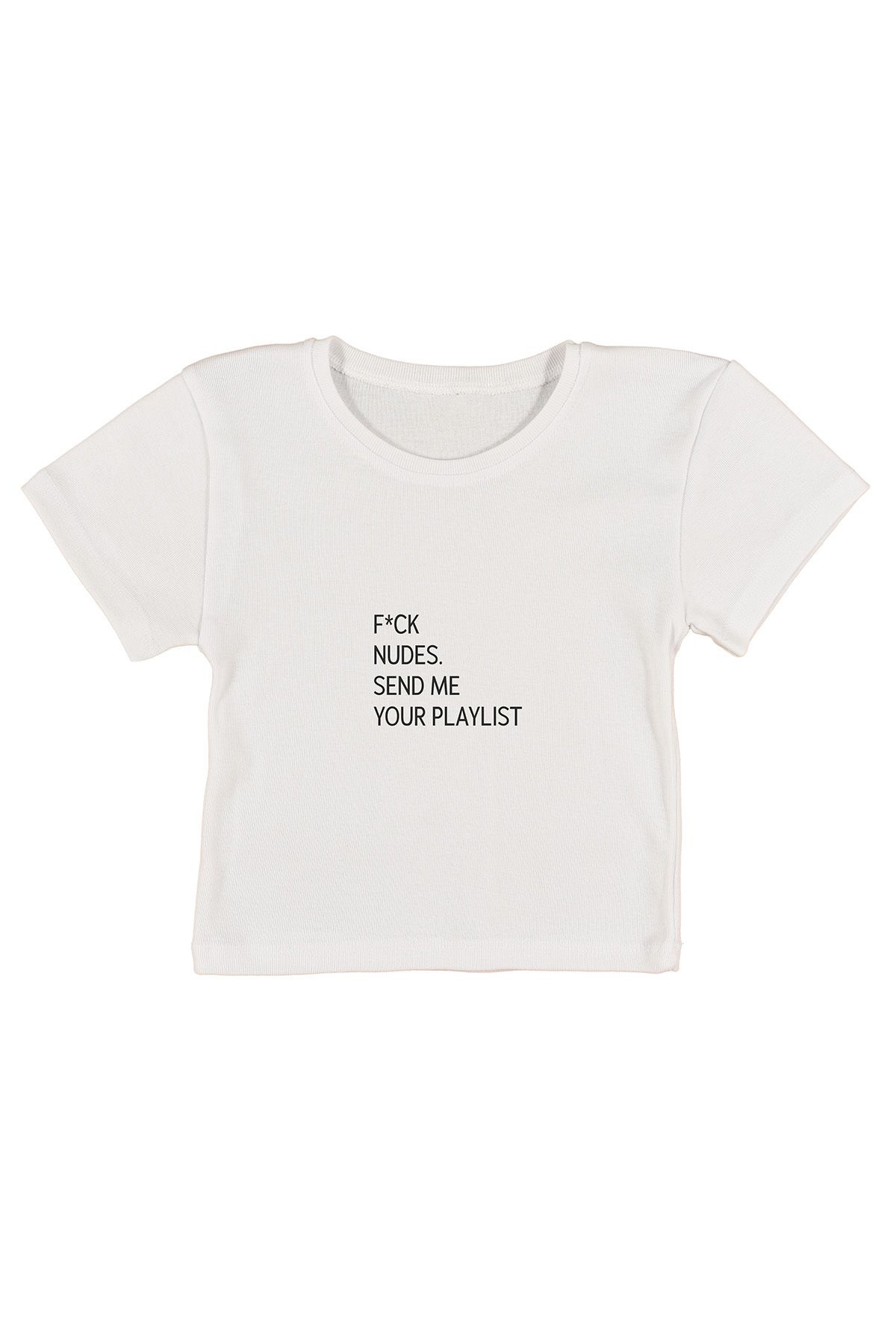 urbvn Fxck Baskılı Beyaz Crop Top