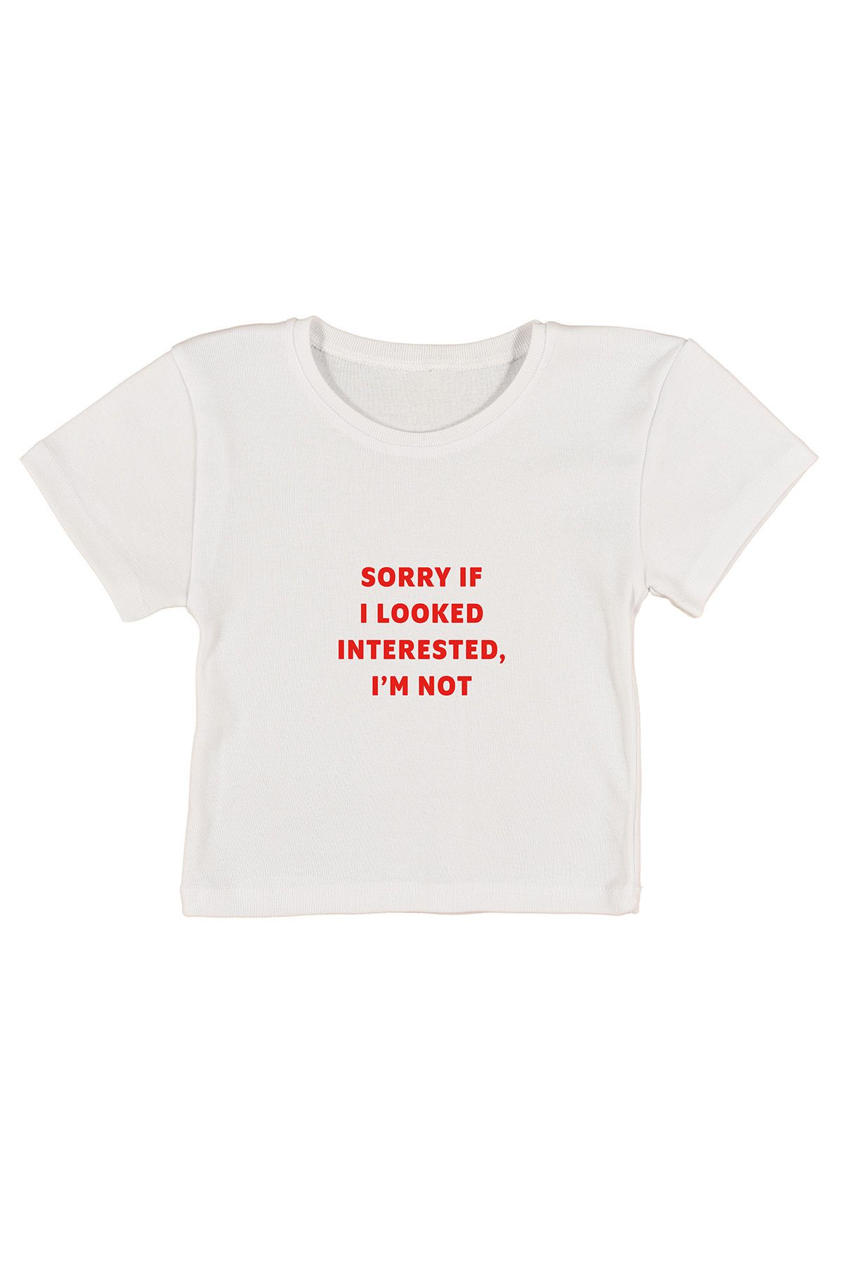 urbvn Sorry Baskılı Beyaz Crop Top