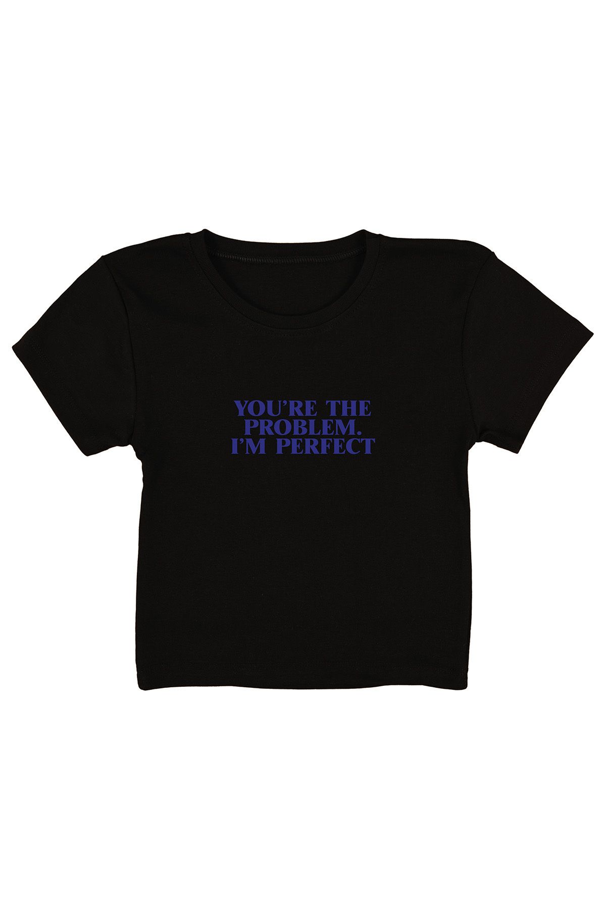 urbvn Perfect Baskılı Siyah Crop Top