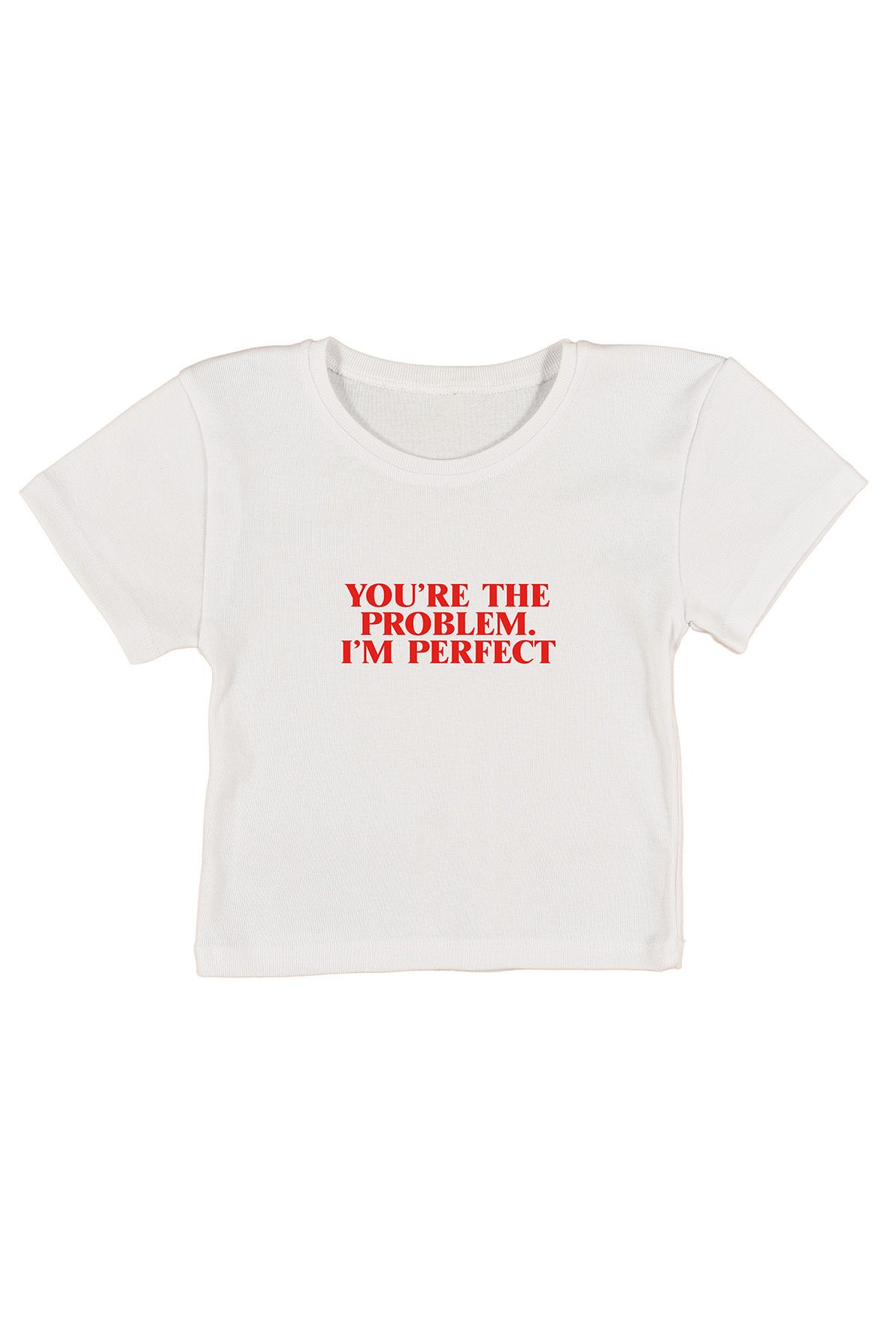 urbvn Perfect Baskılı Beyaz Crop Top