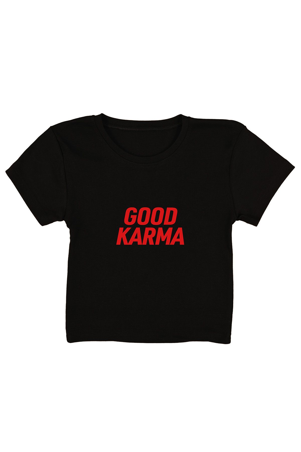 urbvn Good Karma Baskılı Siyah Crop Top
