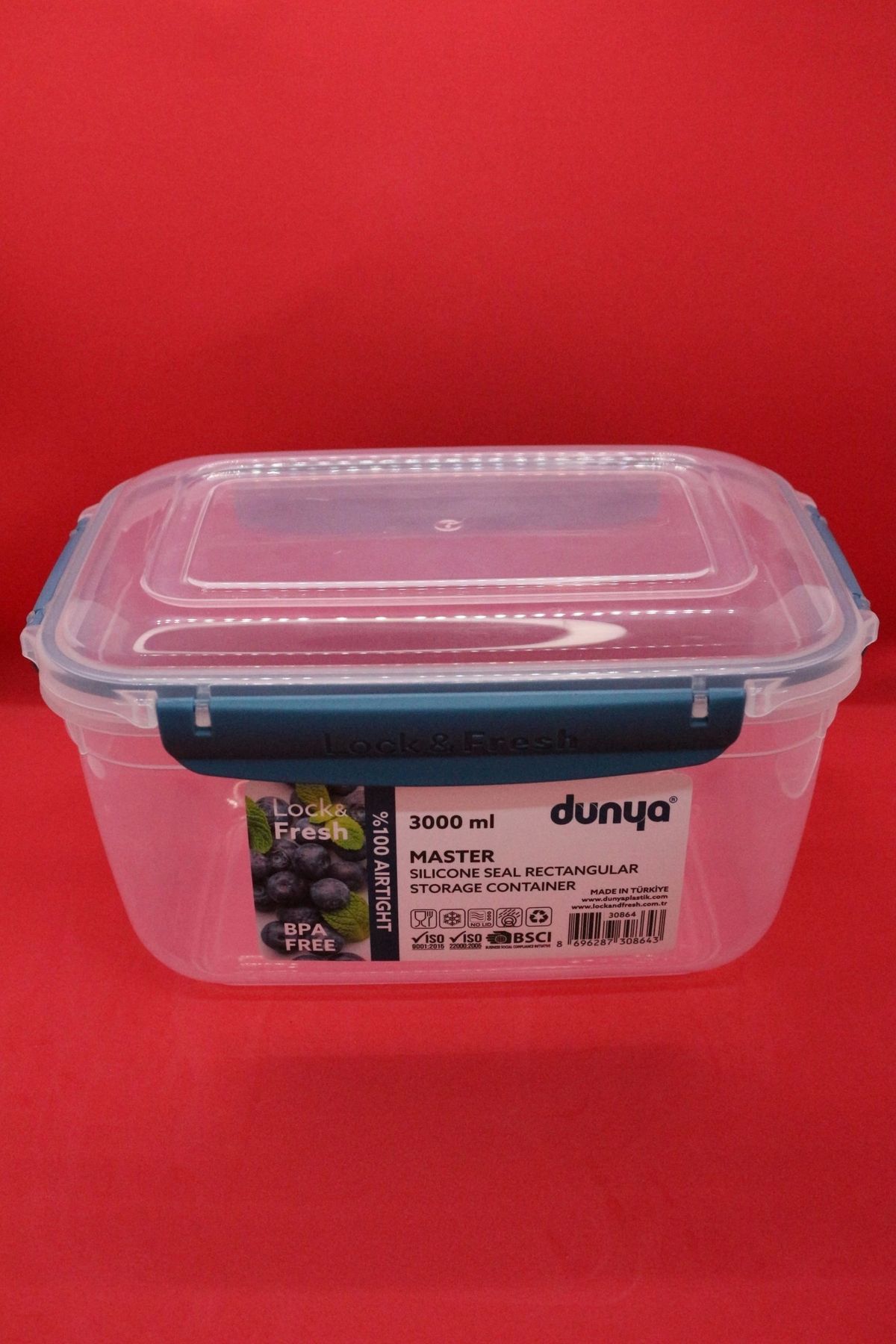 YenisiniAl Dünya Pls 3000ml Master Dikdörtgen Saklama Kabı