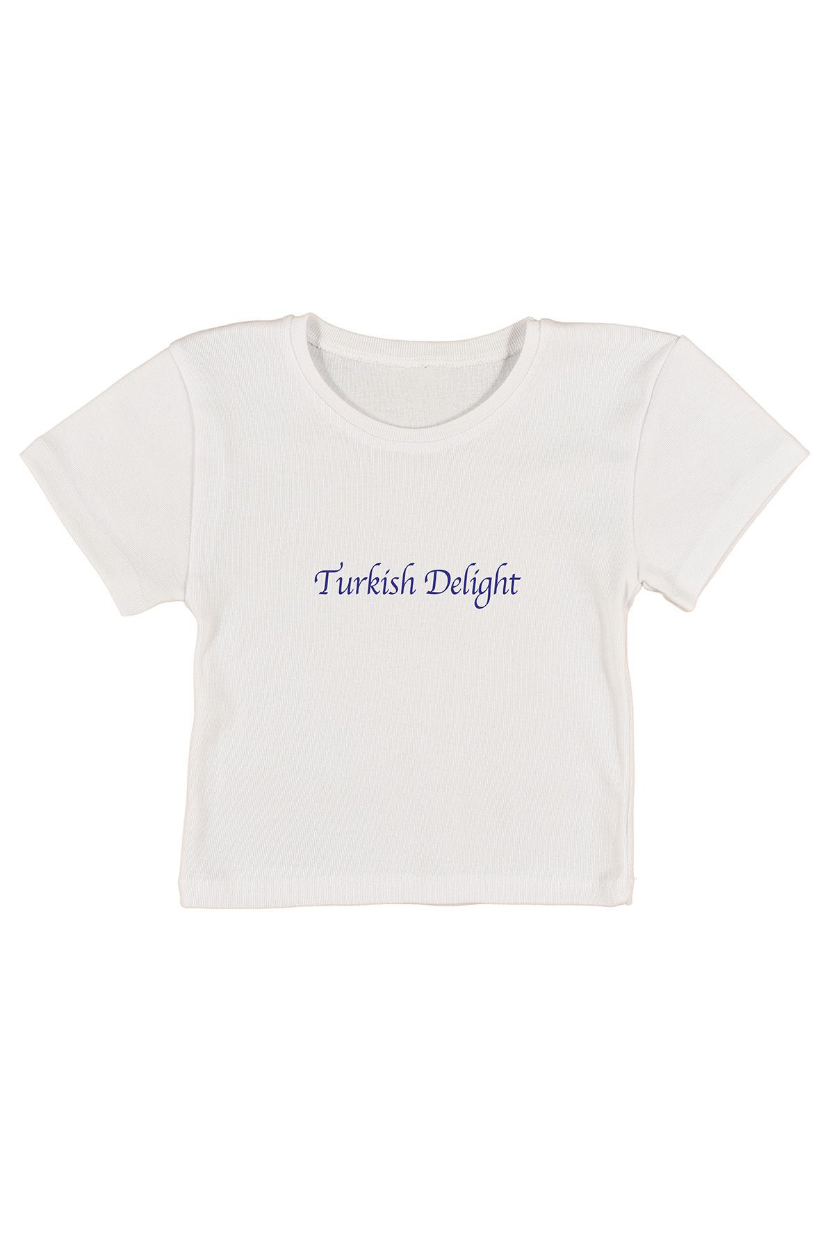 urbvn Turkish Delight Baskılı Beyaz Crop Top