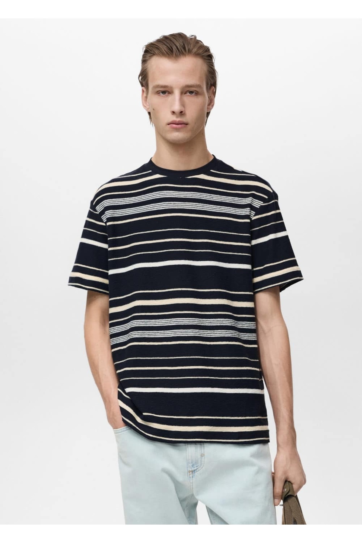 Regular Kesim %100 Çizgili Pamuklu Tişört