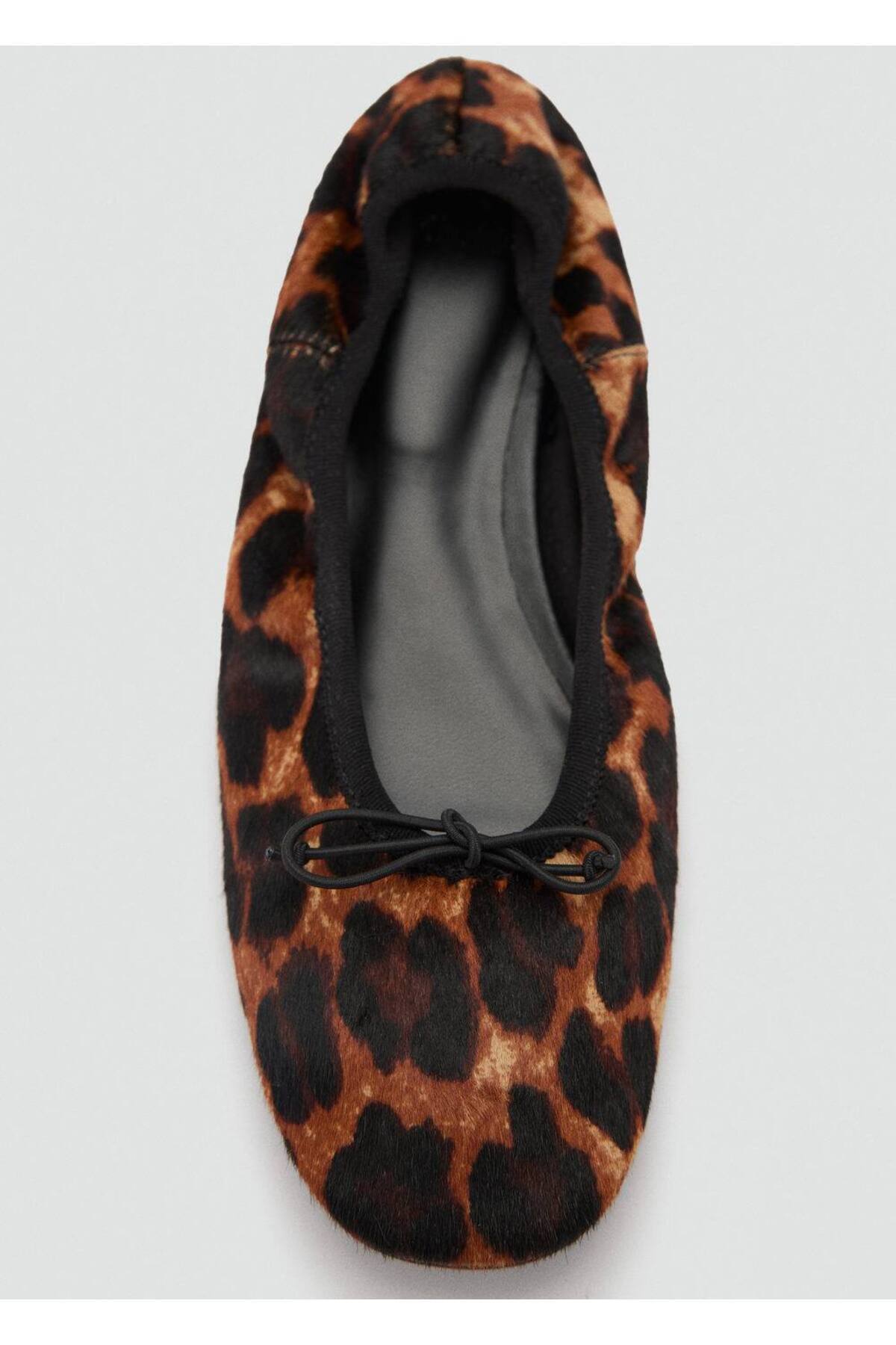 MANGO Woman-Leopard Print Leather Ballerinas 5