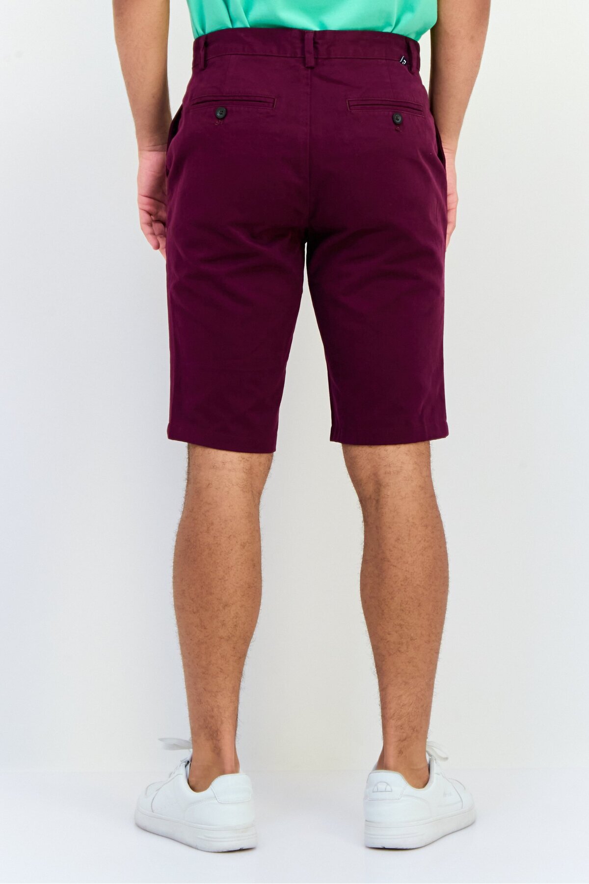 Chaps-Men Custom Fit Textured Chino Shorts, Dark Maroon 3