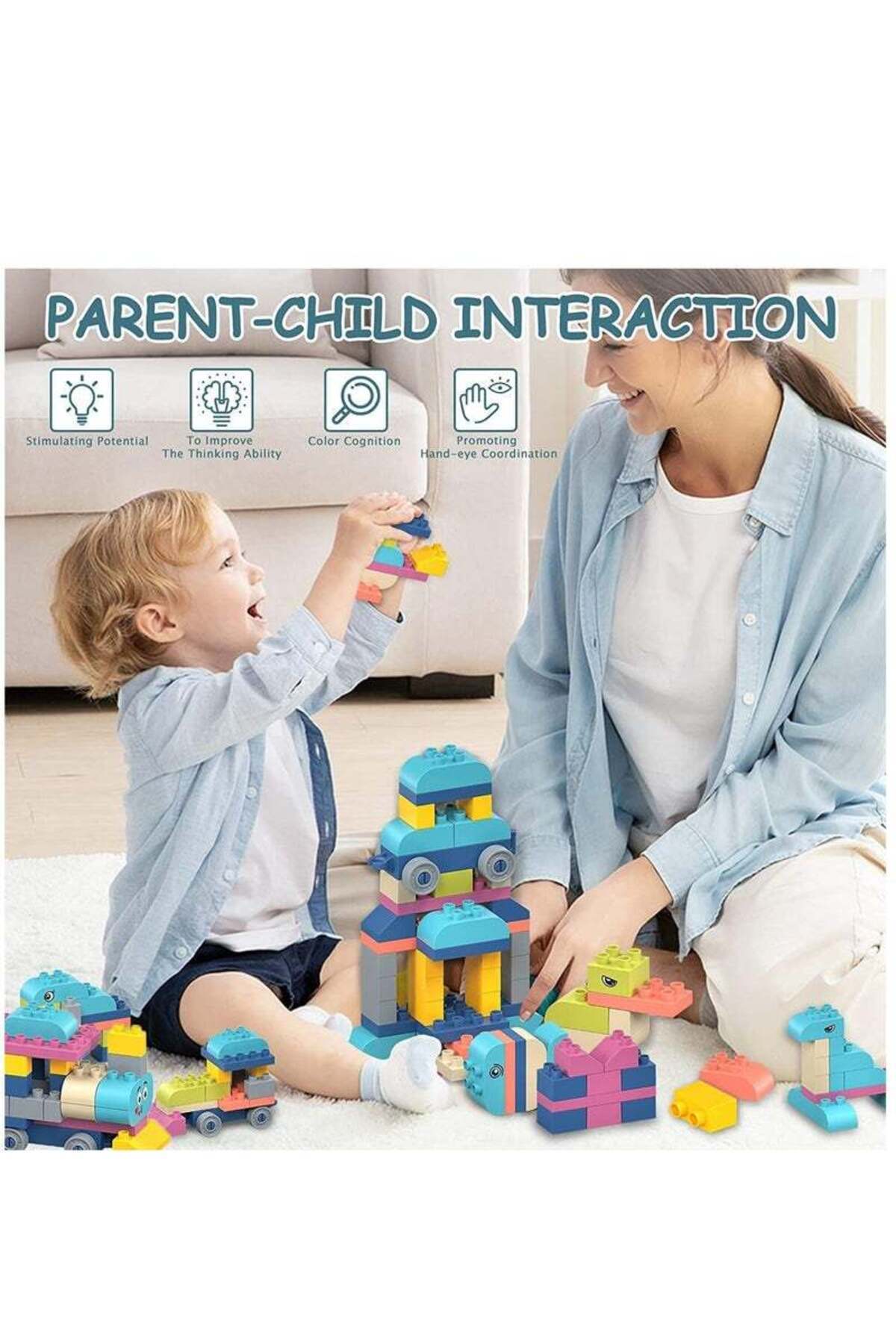 Yelajoy-Building Block Sensory Toy Set, 50 Pieces, Soft Material, Smooth Edges, Suitable for Babies 8