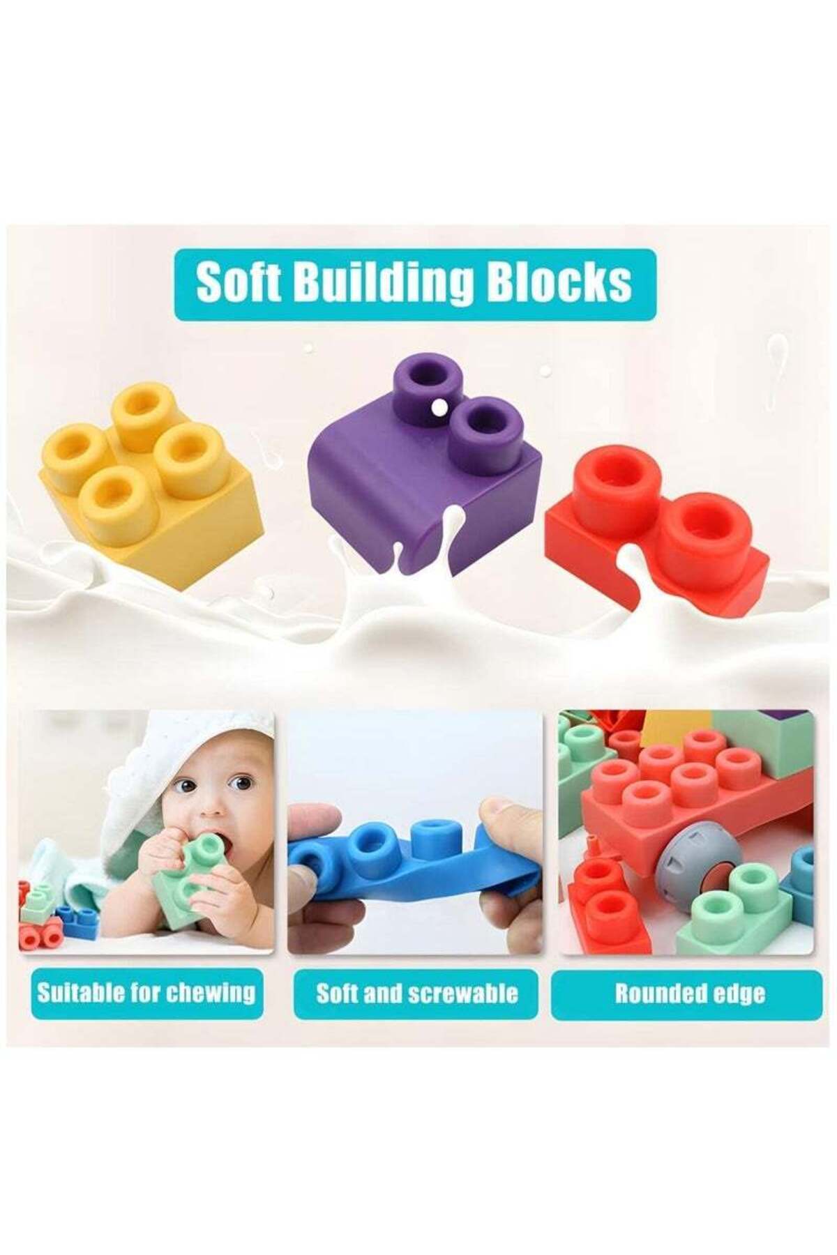 Yelajoy-Building Block Sensory Toy Set, 50 Pieces, Soft Material, Smooth Edges, Suitable for Babies 4