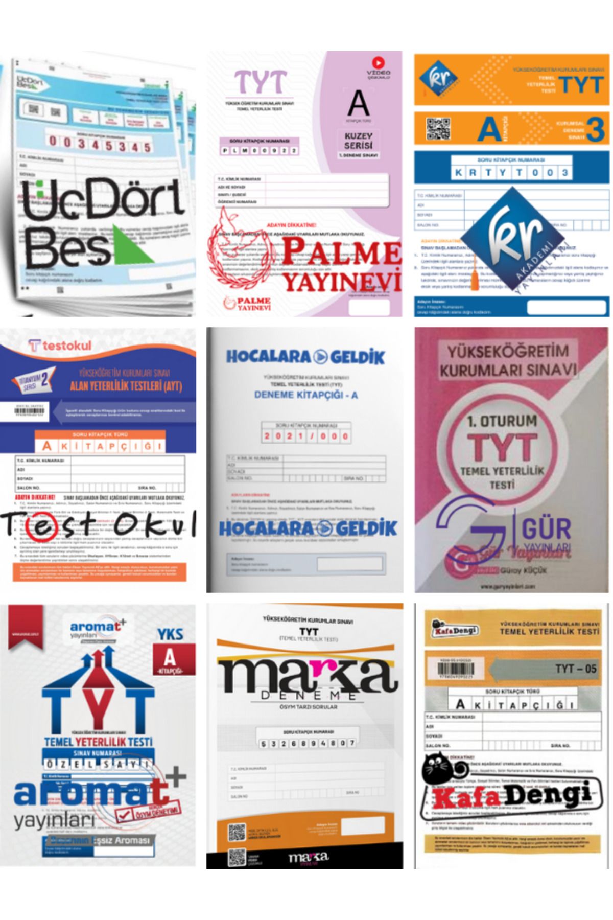Üç Dört Beş Yayıncılık Türkiye Geneli TYT Genel Deneme 6 Yayın 6 Deneme Seti