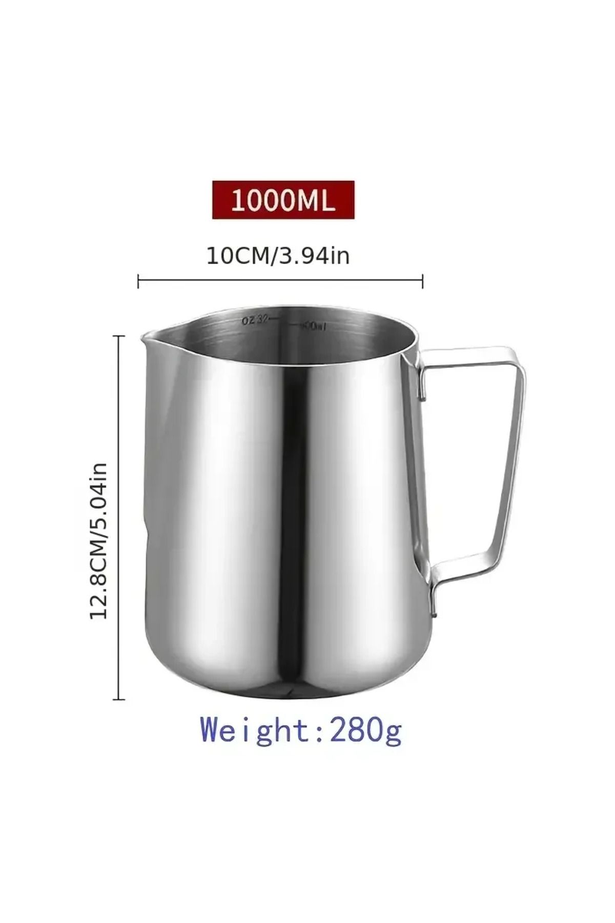 Choice-1000ML With Scale 350/600/1000ml Milk Creamer Frothing Pitcher with Scale Stainless Steel Espresso C 1