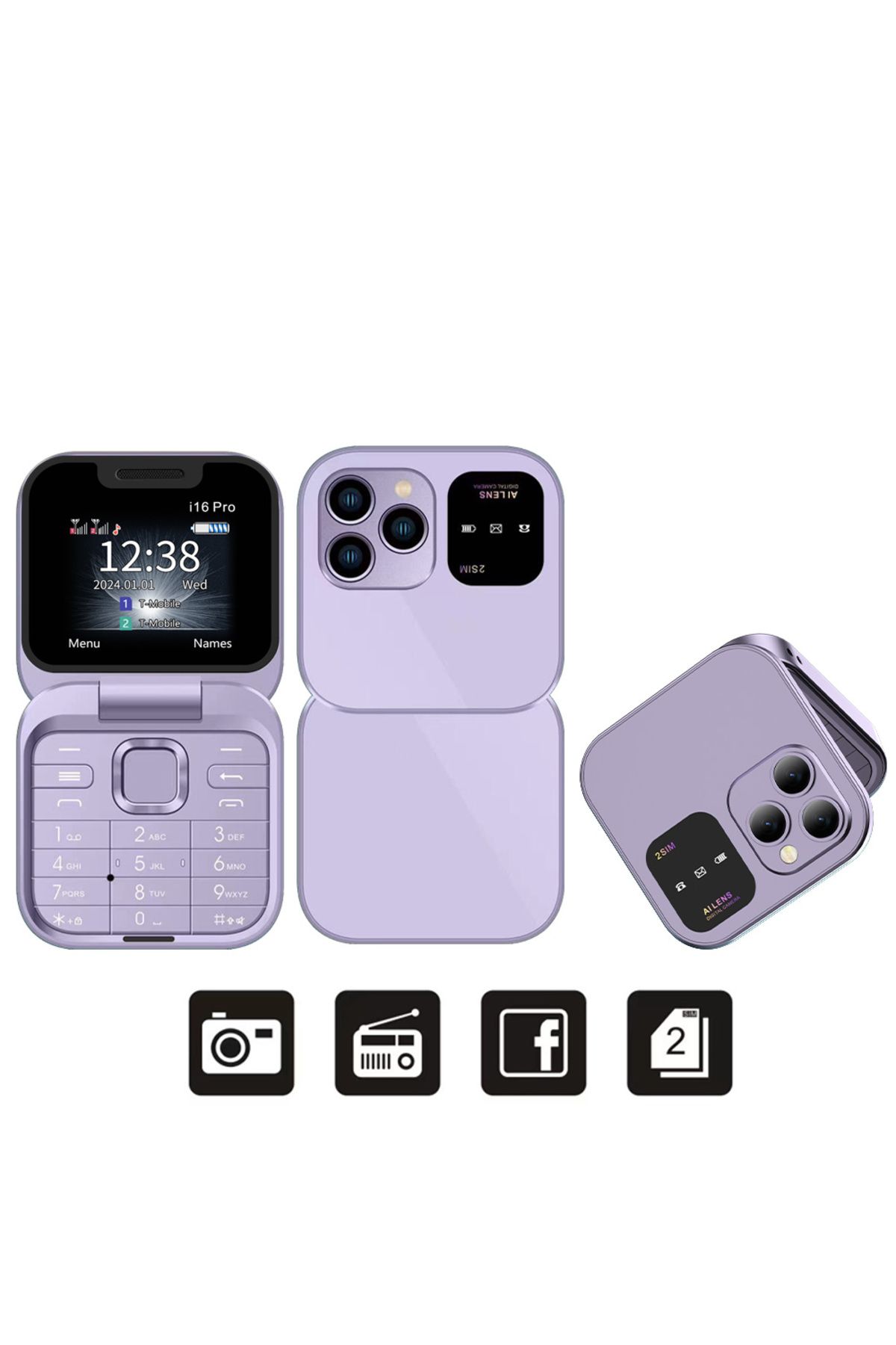 Choice-هاتف محمول جديد صغير الحجم من Purple SERVO 2024 مزود براديو FM وصوت سحري وقائمة سوداء وسرعة اتصال واهتزاز 2SI 1
