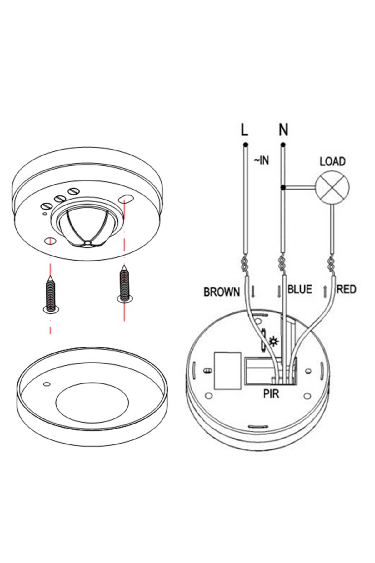 Choice-LED Light Switch with PIR Motion Sensor with 3 Detectors, 110V~240V, 360 Degree Ceiling Mounted, 5