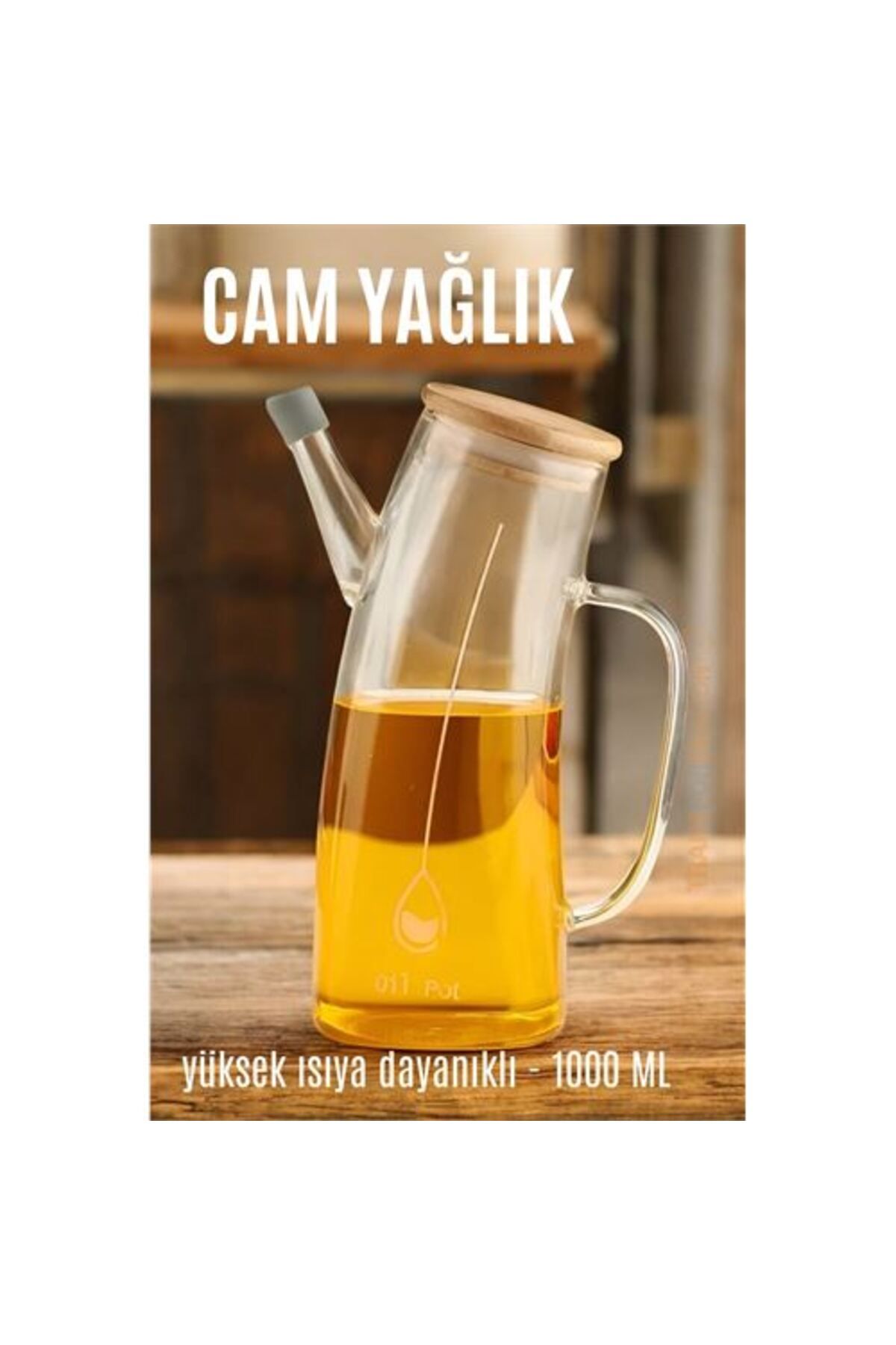 Skygo Yağ Sirke Şişesi Yağlık Borosilikat Cam 1000 ML
