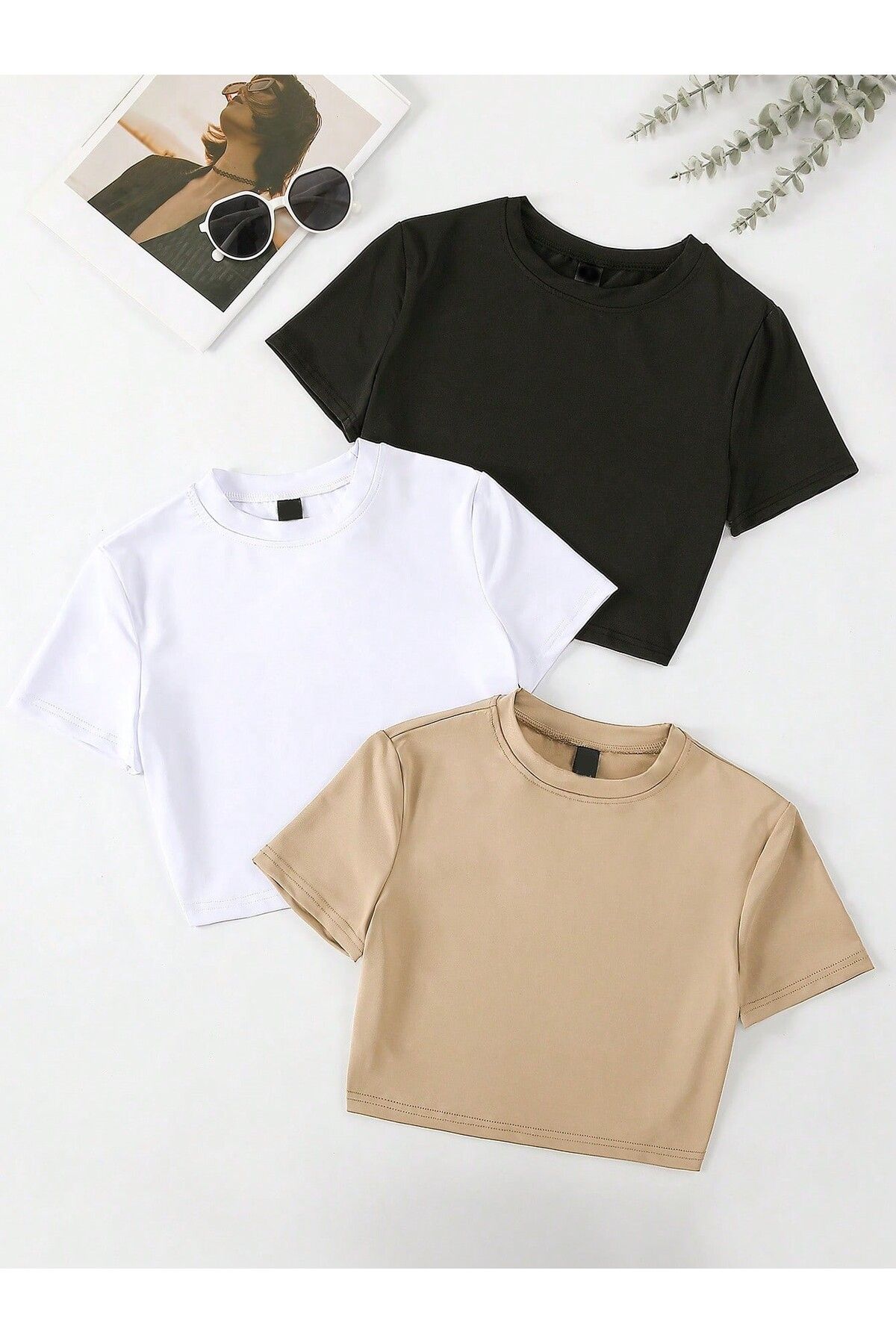 MOY TEKSTİL 3'LÜ Crop Tişört